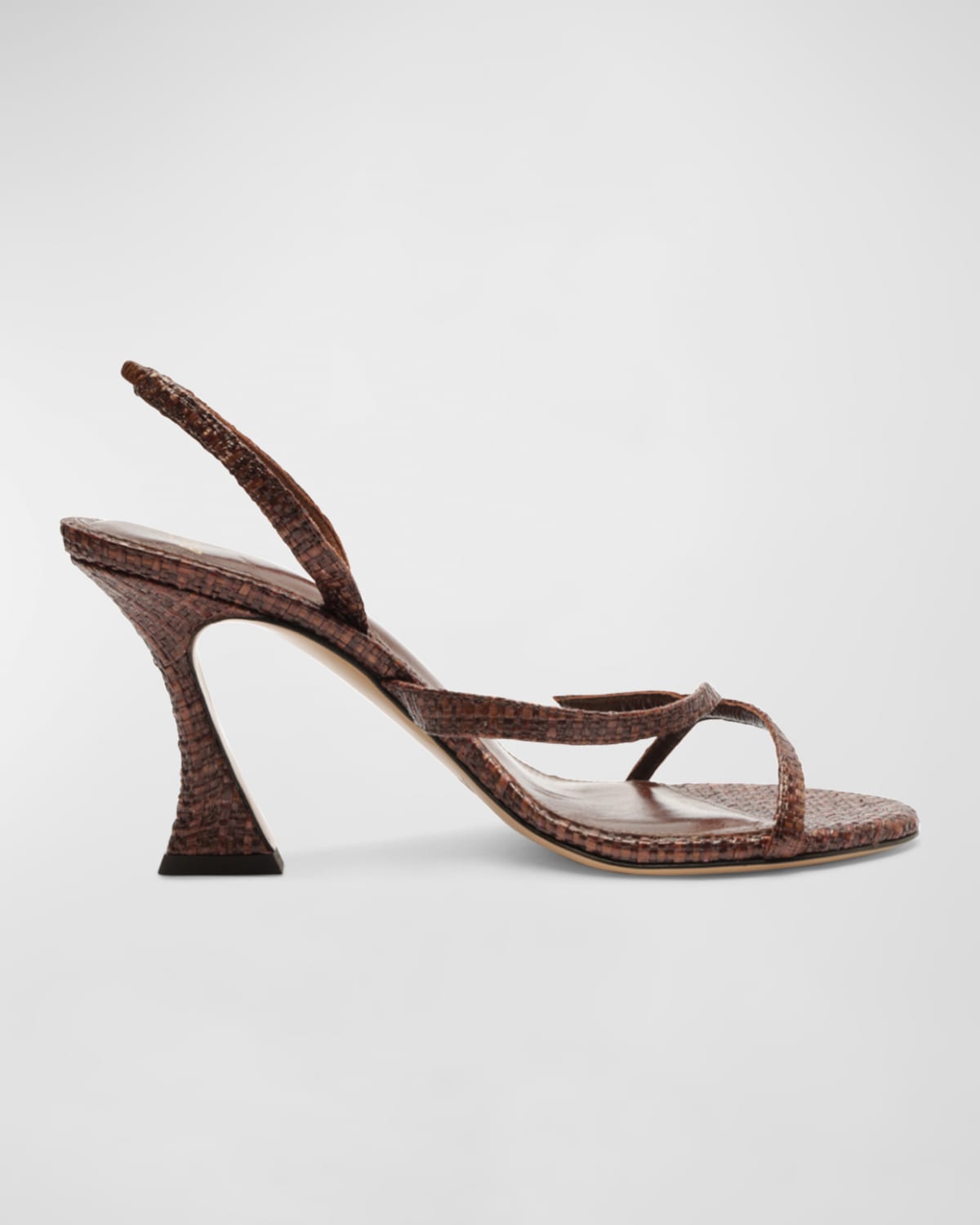 Shop Alexandre Birman Tita Bell Raffia Slingback Sandals In Brown