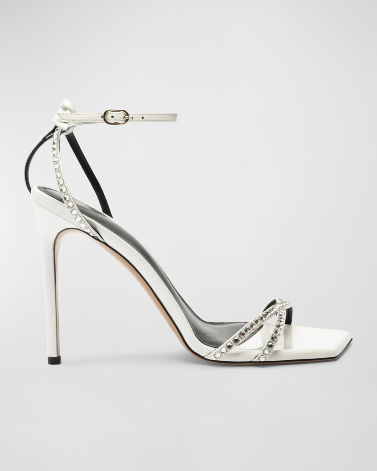 Shop Alexandre Birman Skye Crystal Leather Ankle-strap Sandals In White