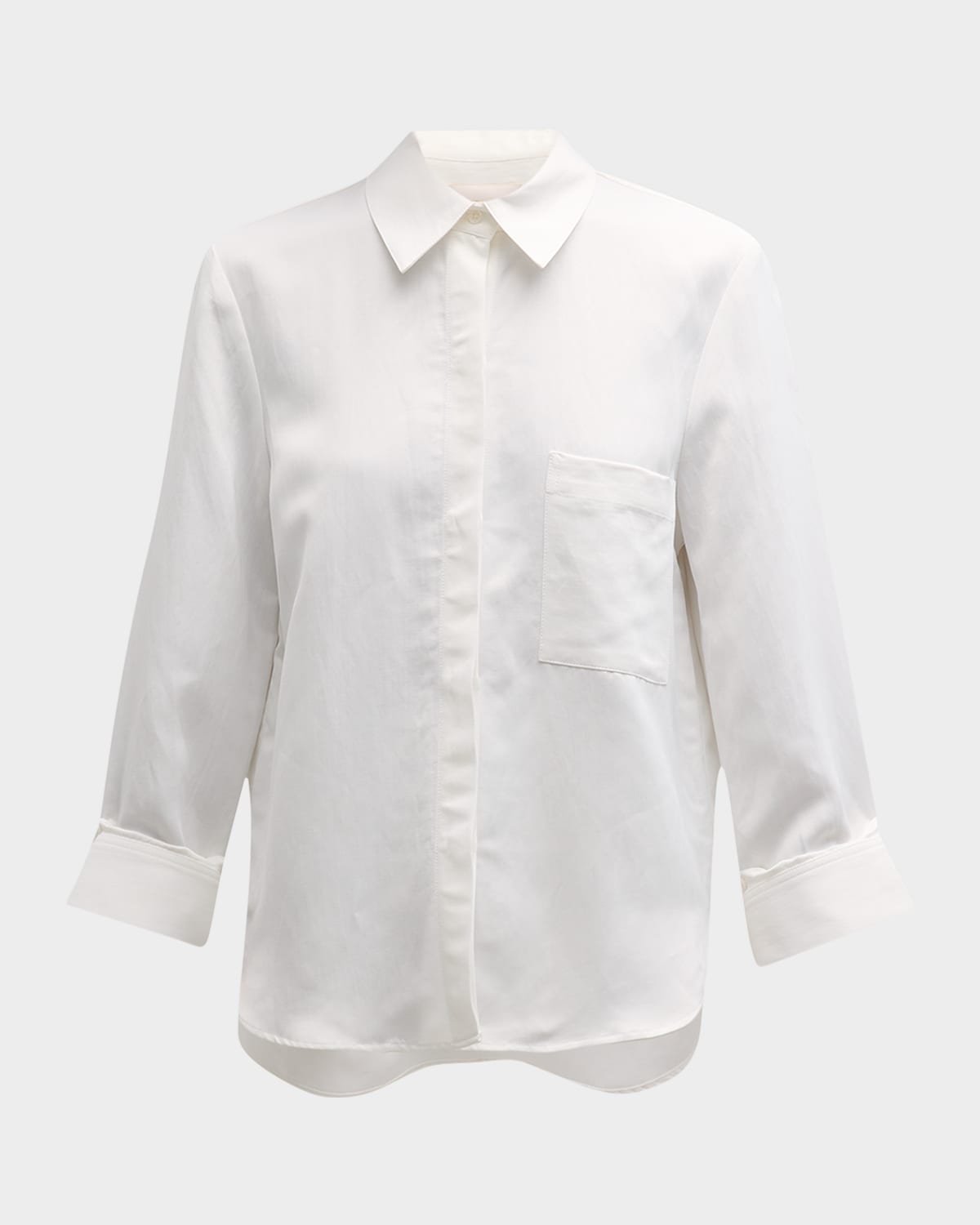 Cotton Button-Front Boyfriend Shirt
