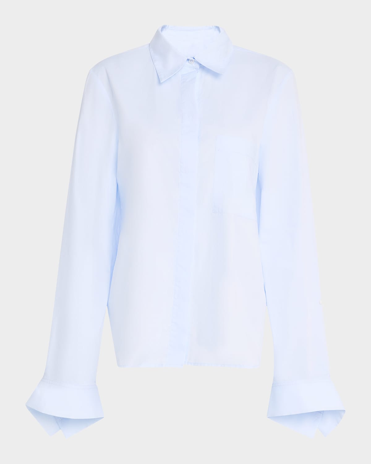Cotton Button-Front Boyfriend Shirt