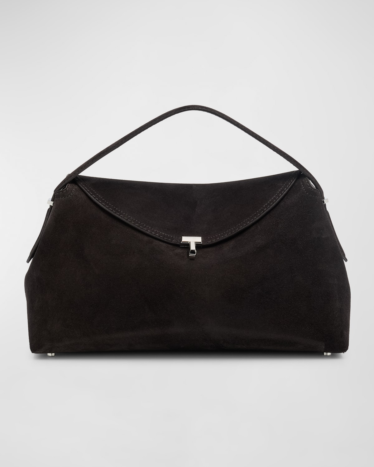 T-Lock Suede Top-Handle Bag