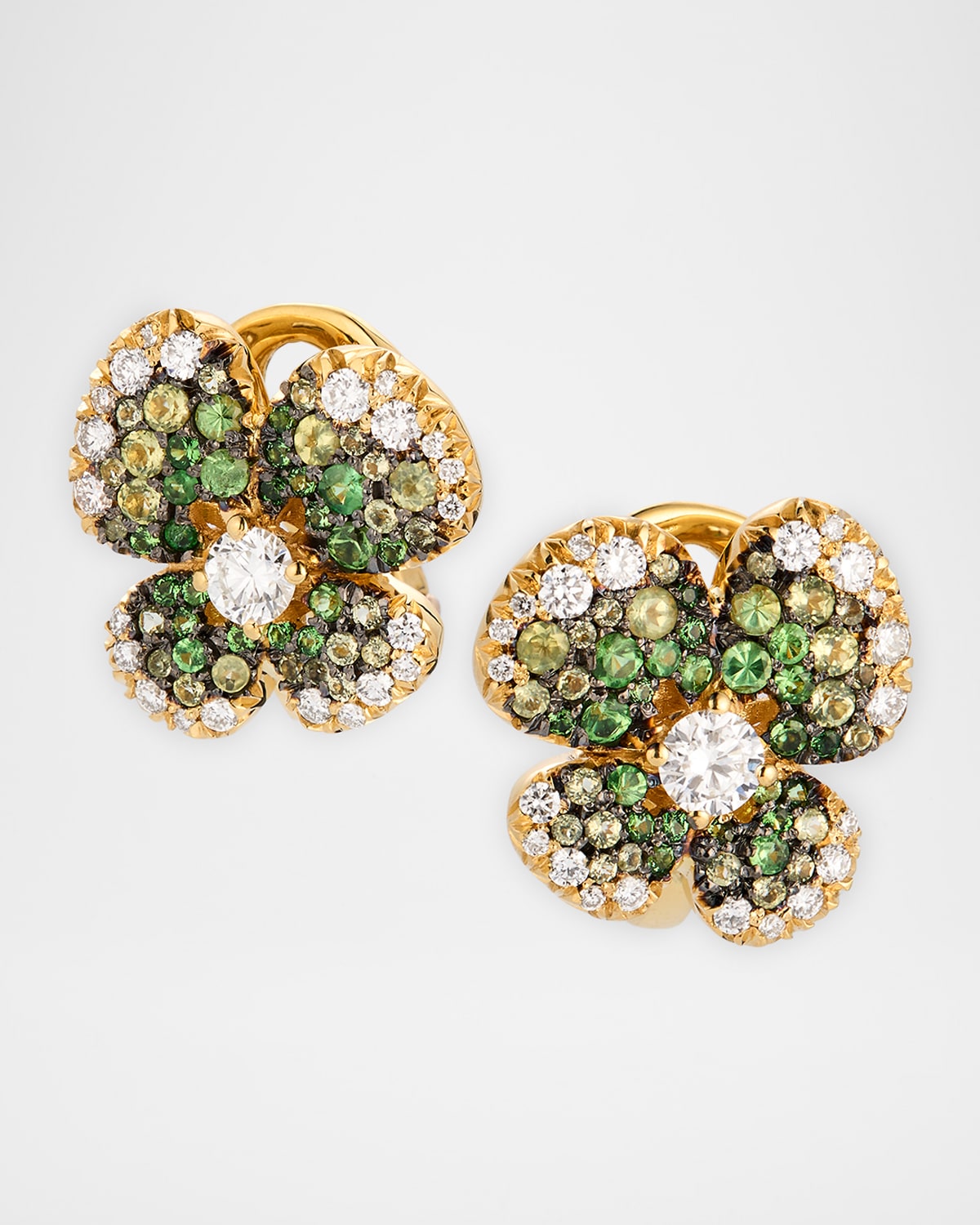 Miseno 18K Yellow Gold Ischia Earrings with Ombre Diamonds and Tsavorite