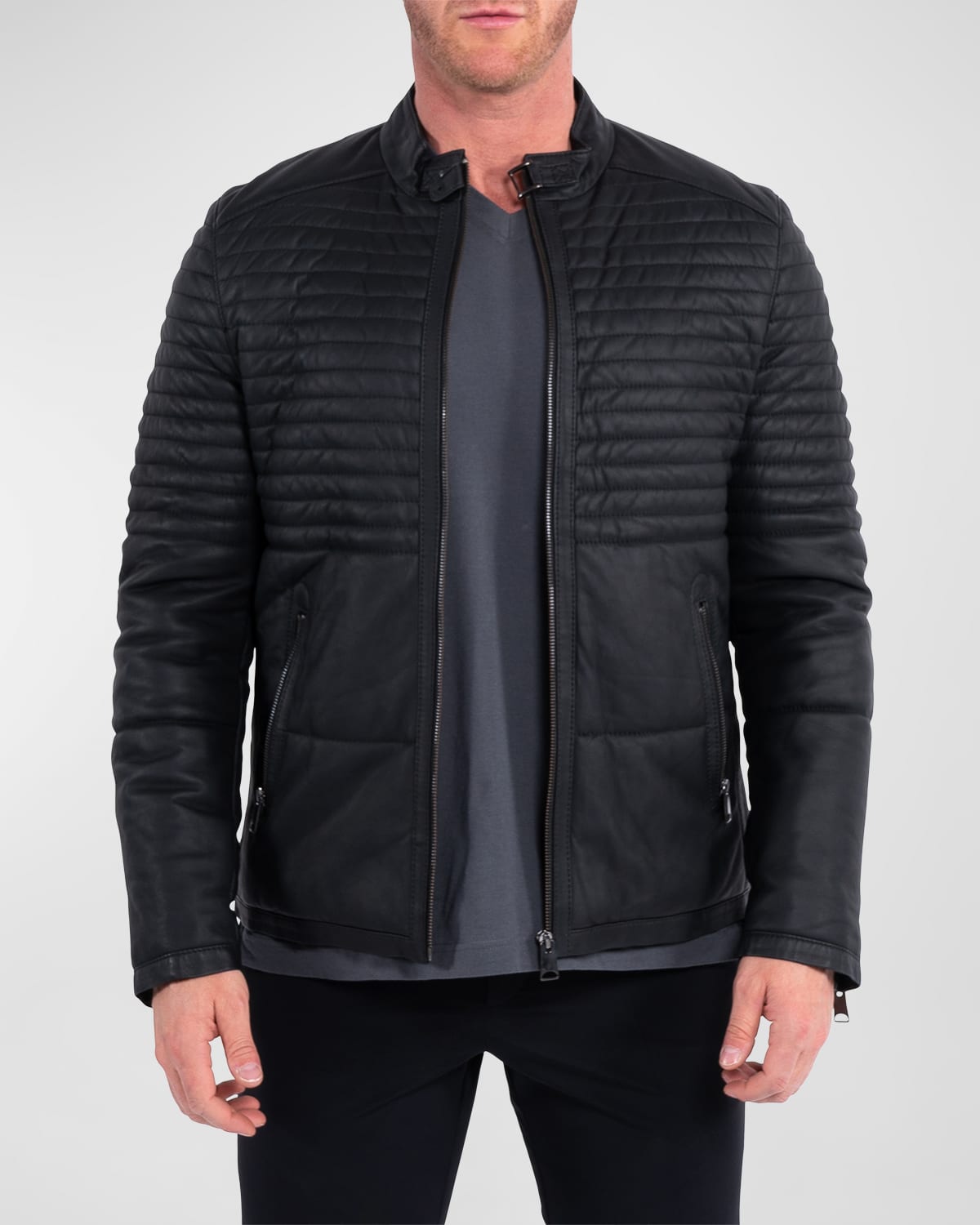 Maceoo Quilted Leather Jacket In Black