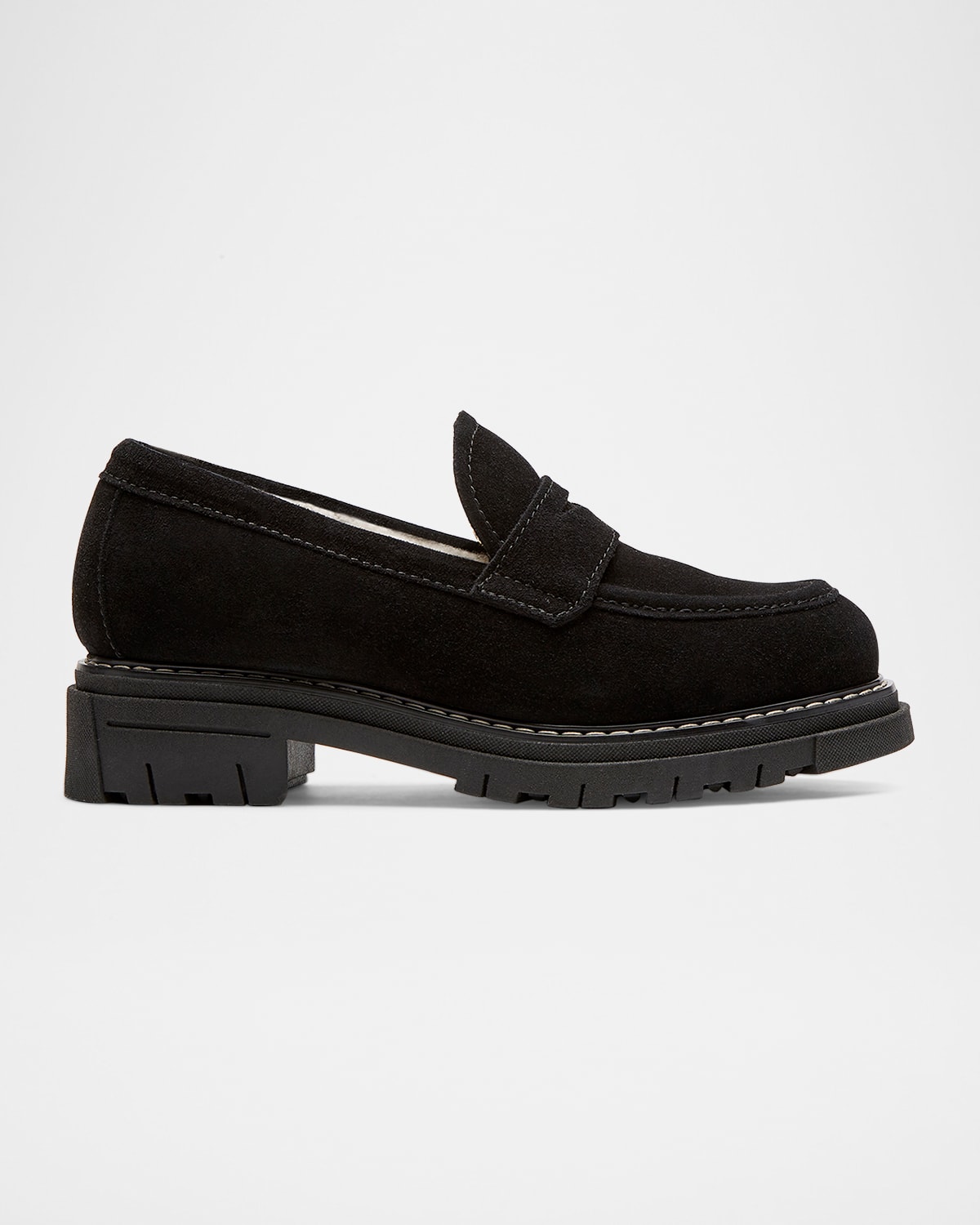 Devin Suede Shearling Penny Loafers
