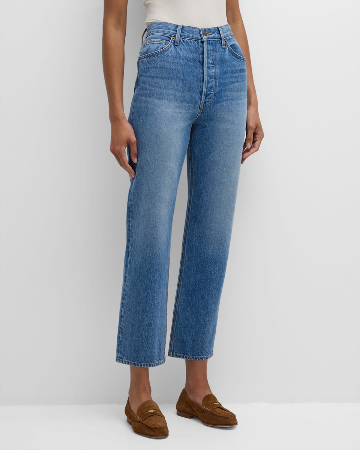 Shop Veronica Beard Daniela Straight-leg Jeans In Lakeshore Blush
