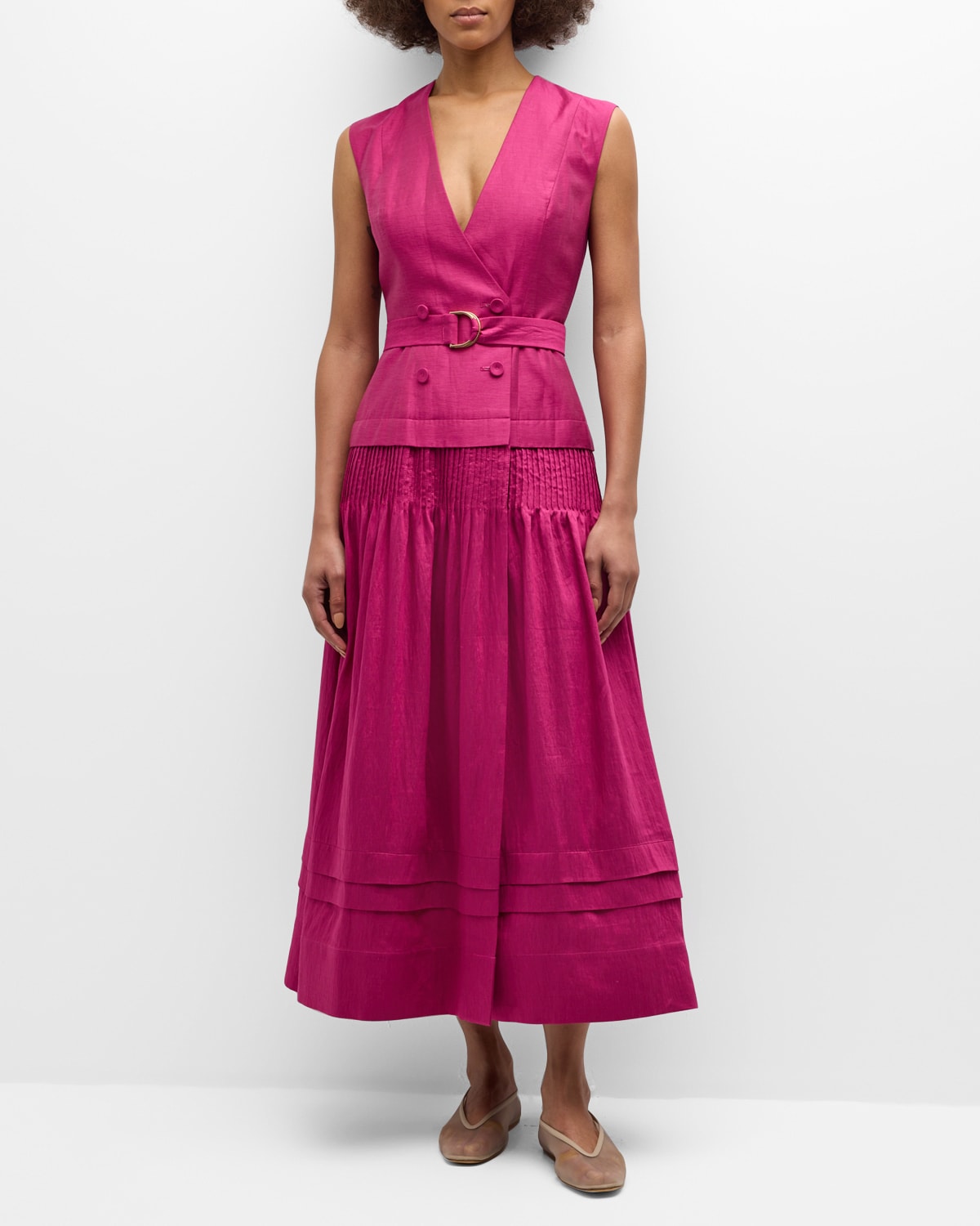 Acler Delaware Midi Dress In Pink