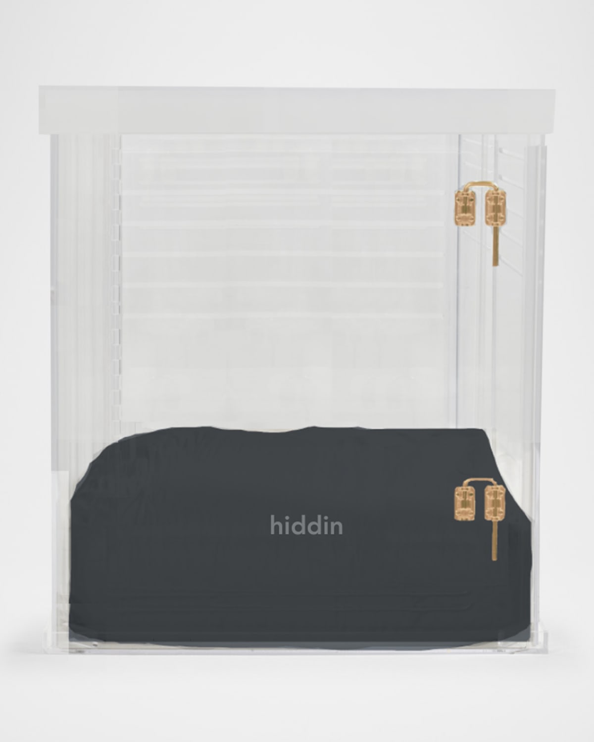 Hiddin Medium Clear View Pet Crate With Golden Latch In Charcoal