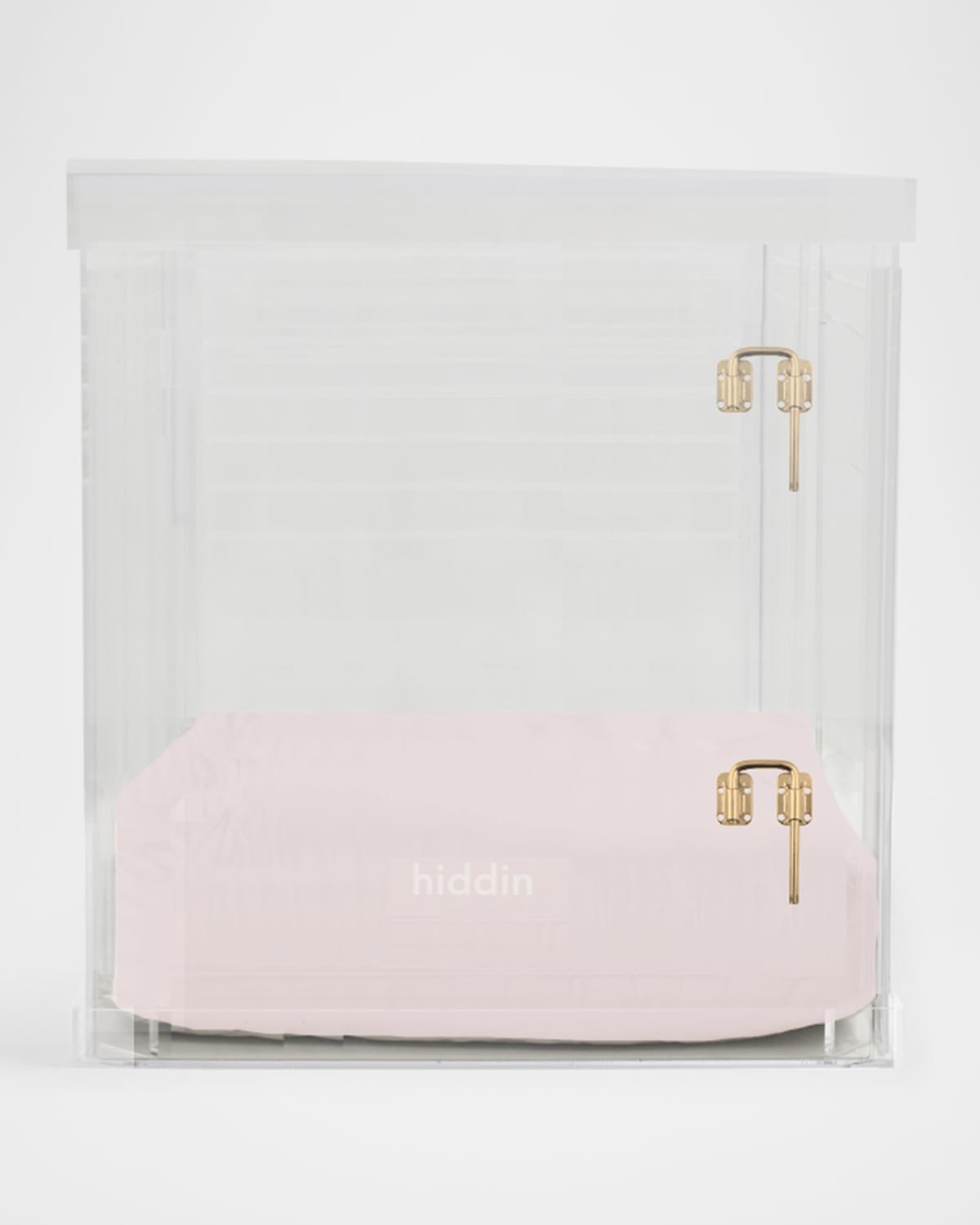 Hiddin Medium Clear View Pet Crate With Golden Latch In Blush