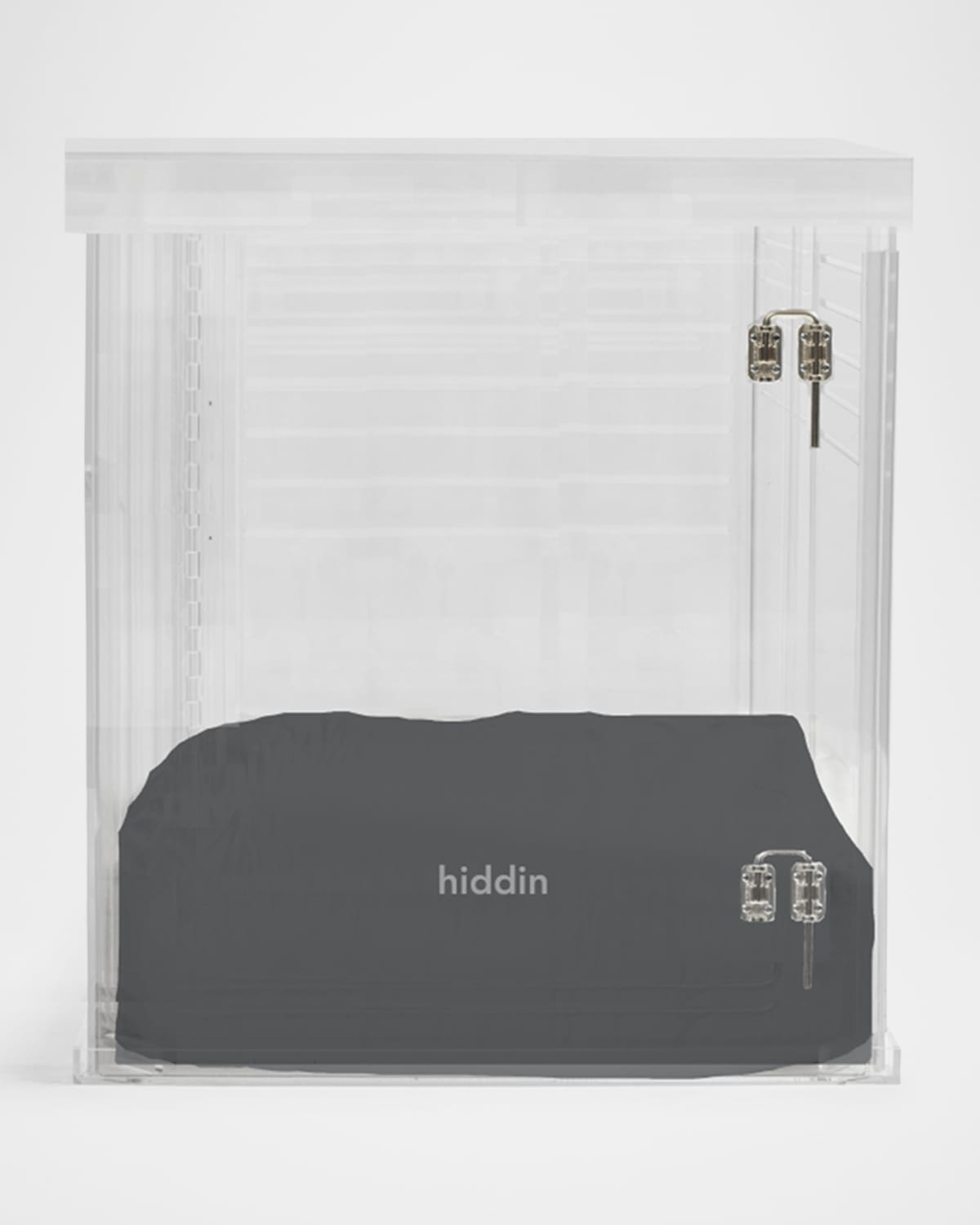 Hiddin Medium Clear View Pet Crate With Silver Latch In Charcoal