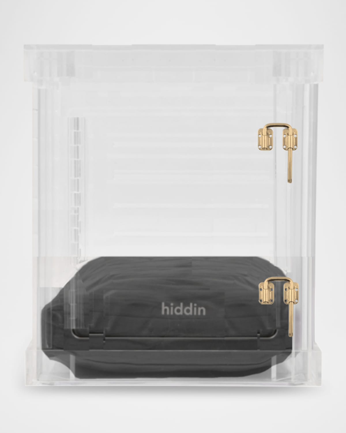 Hiddin Small Clear View Pet Crate With Golden Latch In Charcoal