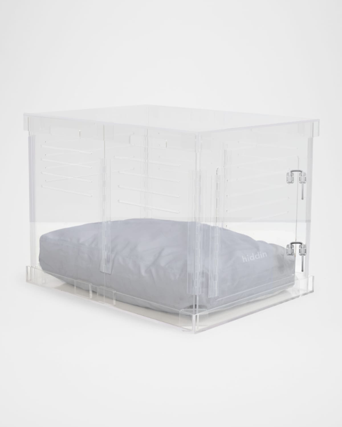 Hiddin Small Clear View Pet Crate With Silver Latch In Grey