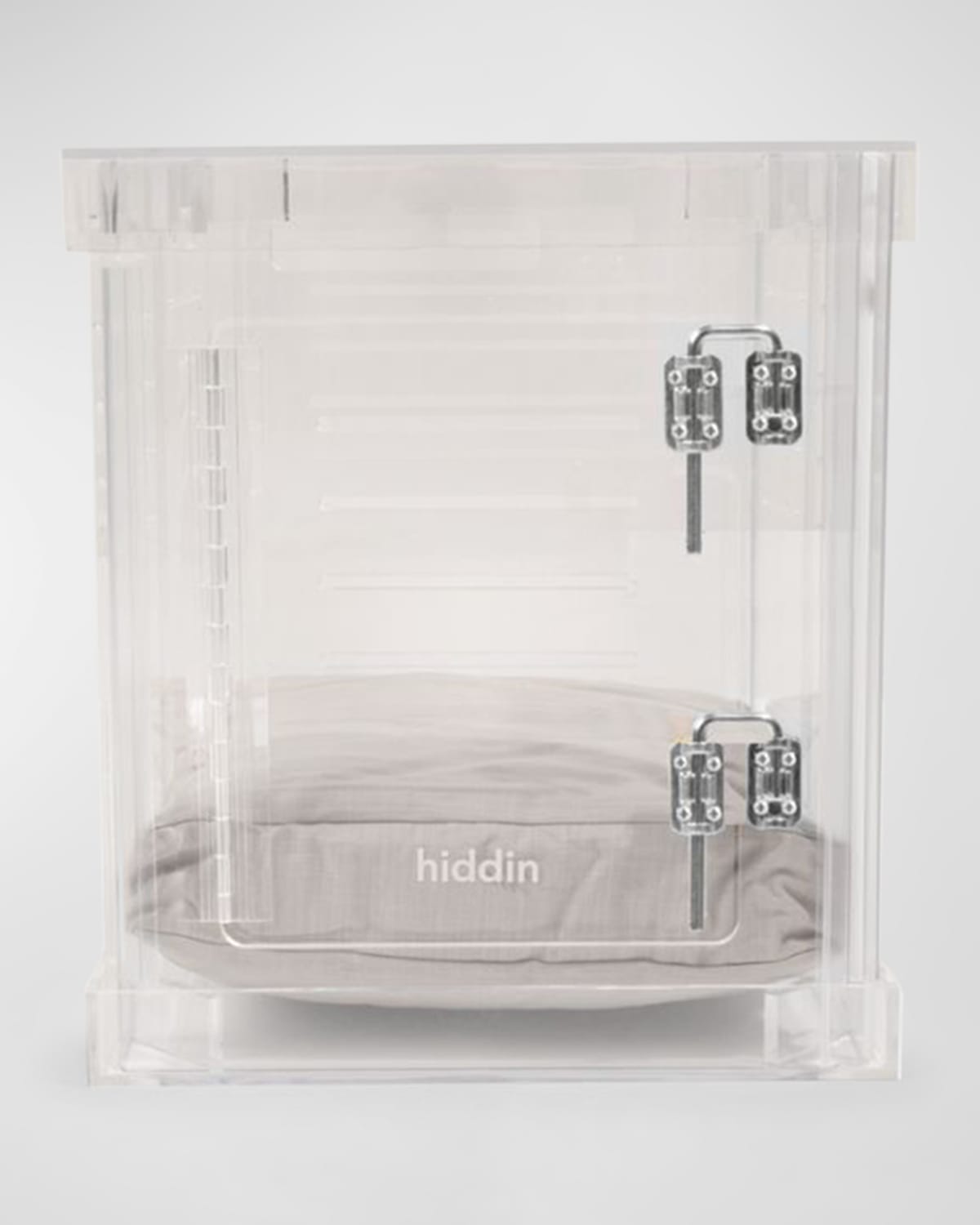 Hiddin Small Clear View Pet Crate With Silver Latch In Khaki