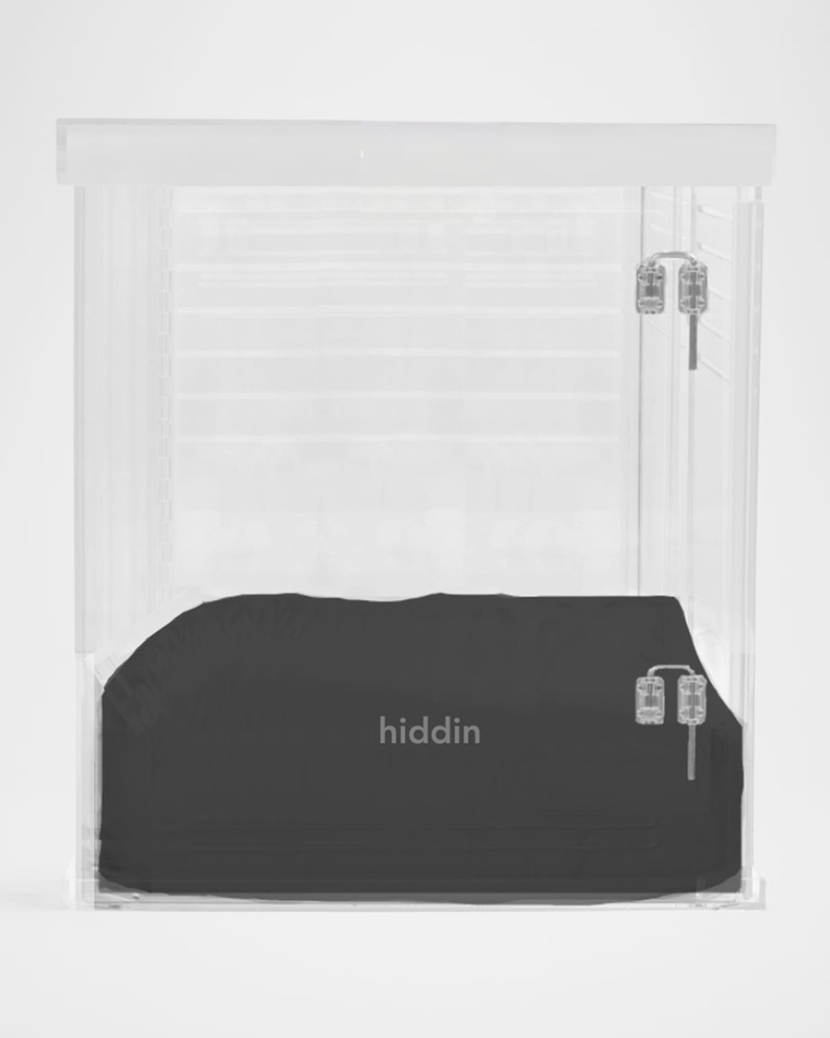 Hiddin Large Clear View Pet Crate With Silver Latch In Charcoal