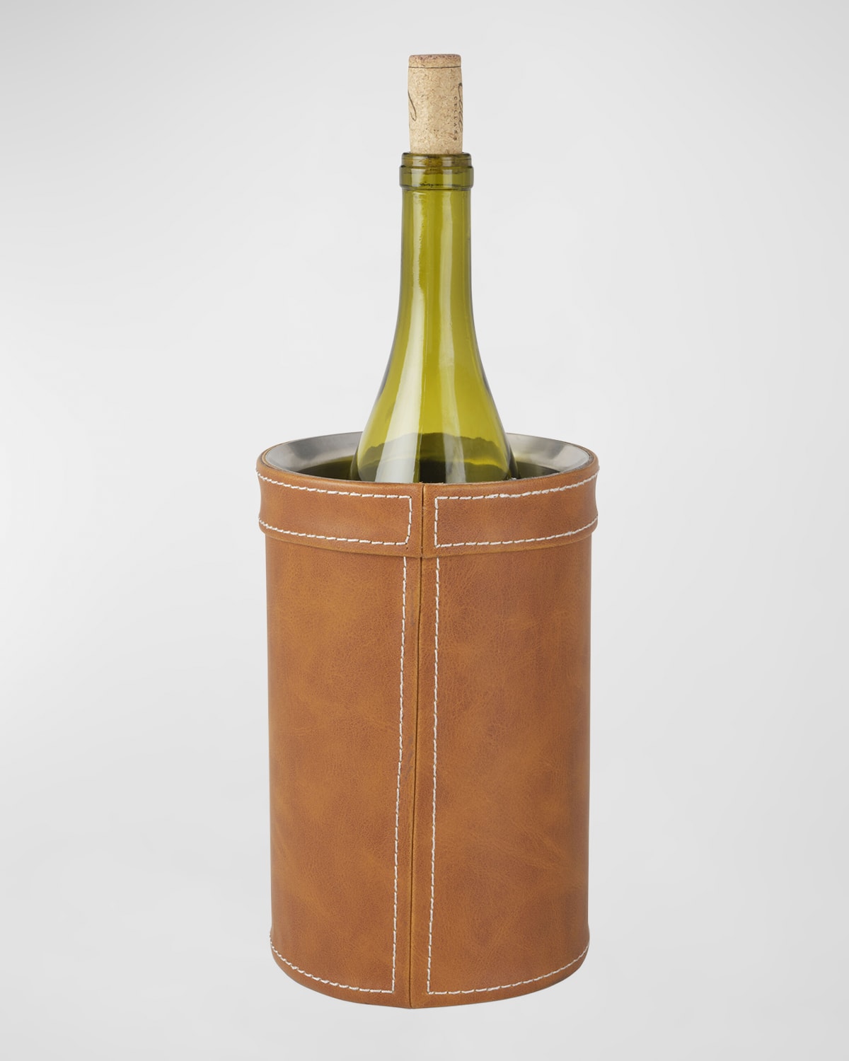 Shop Mikasa Faux Leather Stitched Wine Chiller In Brown