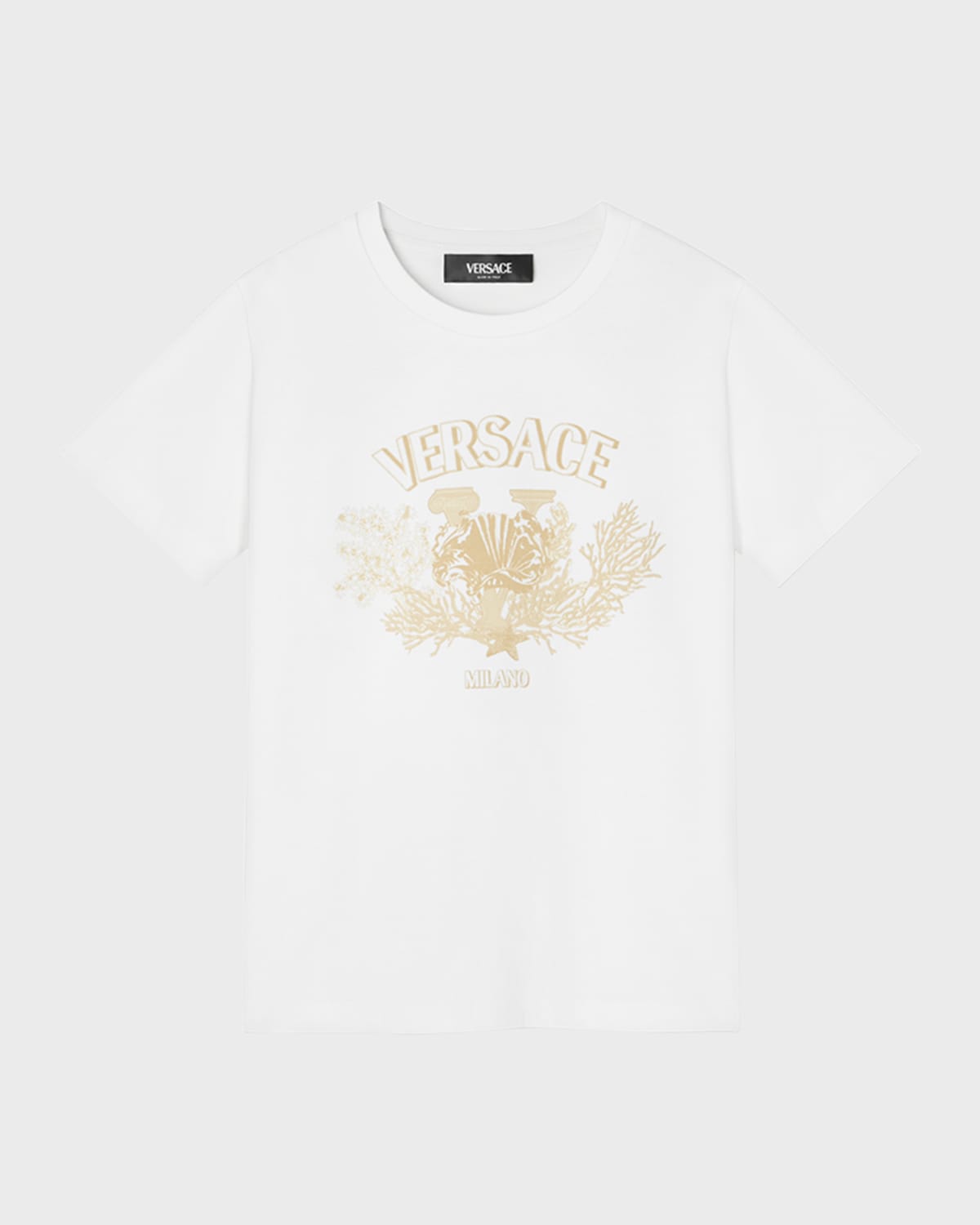 Shop Versace Girl's Classic Logo-print T-shirt In White