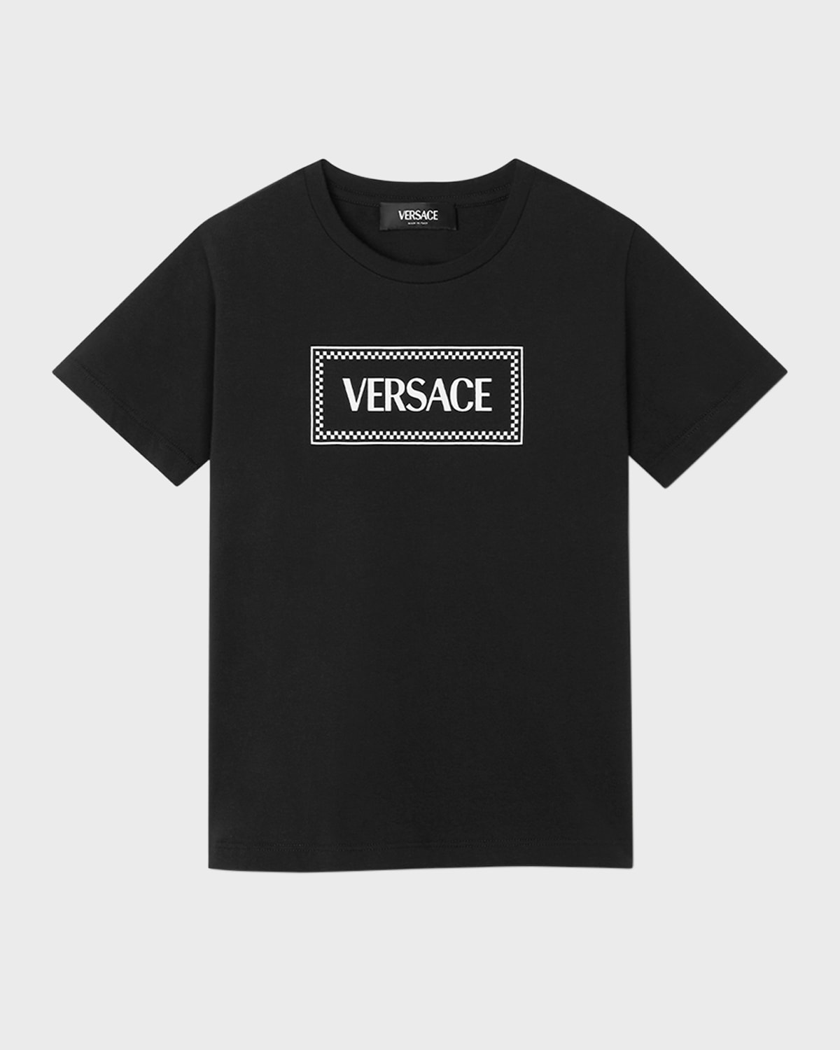 Shop Versace Boy's Tile Logo-print T-shirt, Size8-14 In Black/white