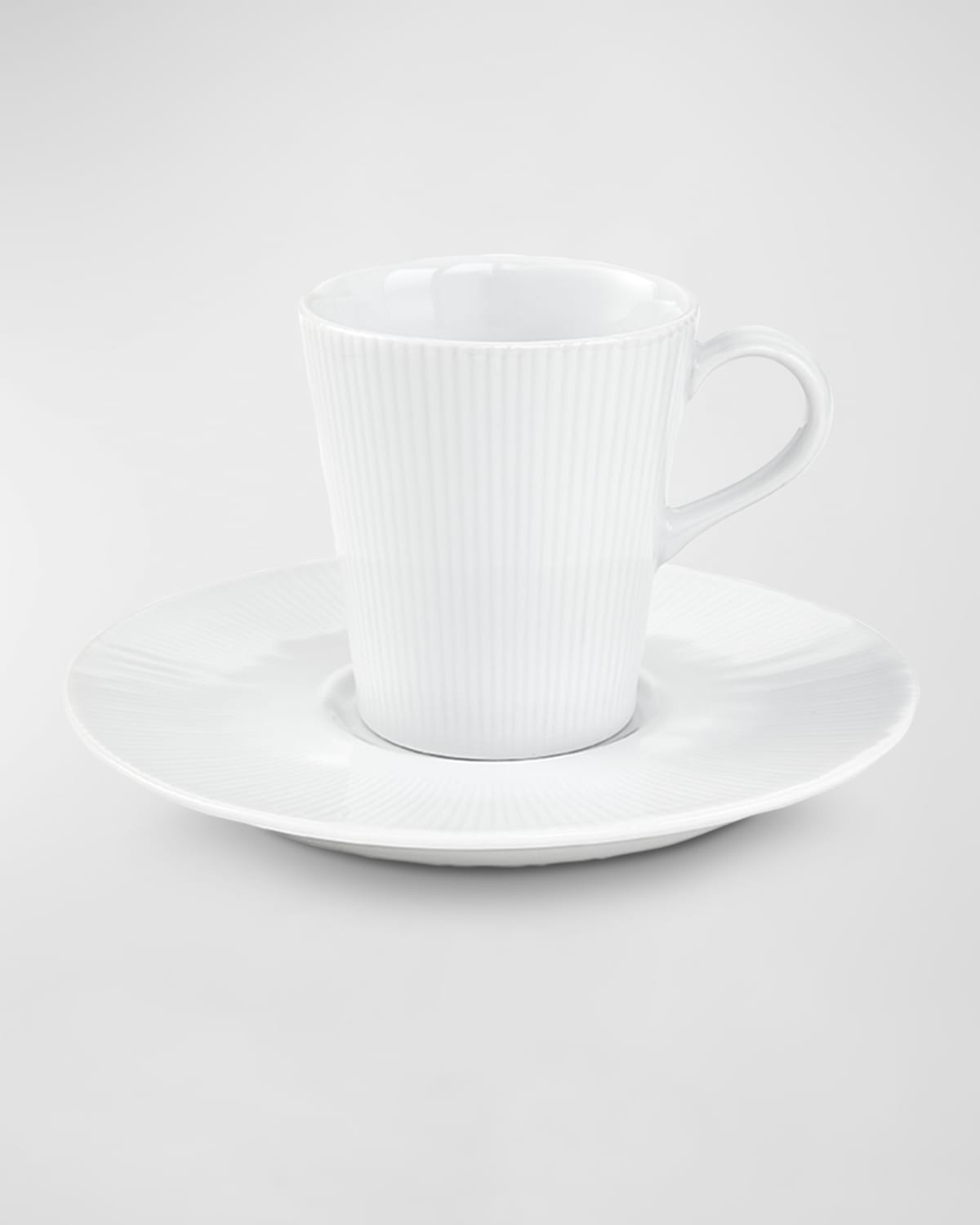 Pillivuyt Eventail Espresso Cups And Saucers, Set Of 4 In White