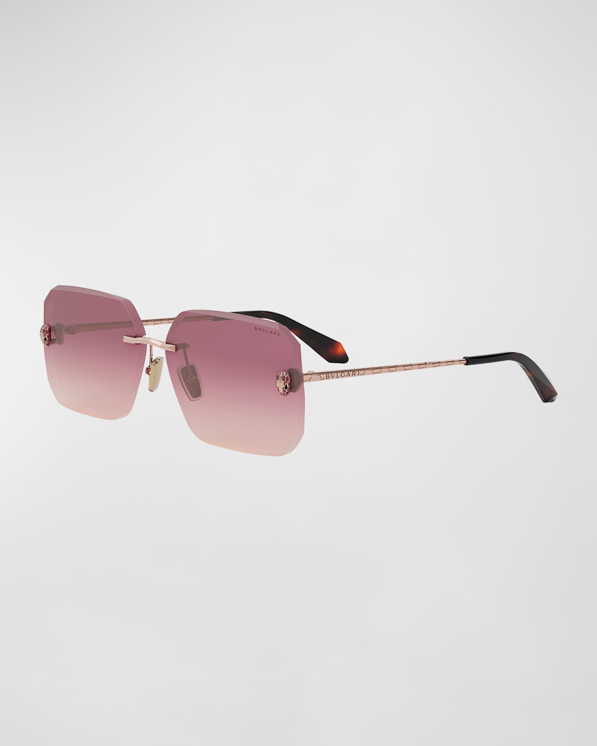 Shop Bvlgari Serpenti Forever Square Sunglasses In Shiny Rose Gold Gradient Bordeaux