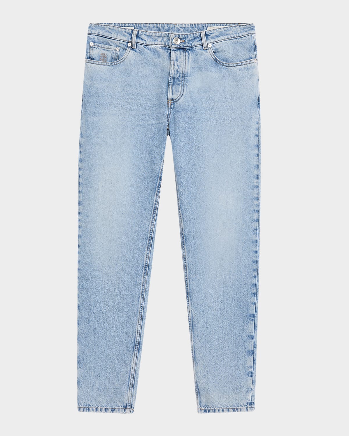 Brunello Cucinelli Men's Slim Light-wash Denim Jeans In Light Wash Denim