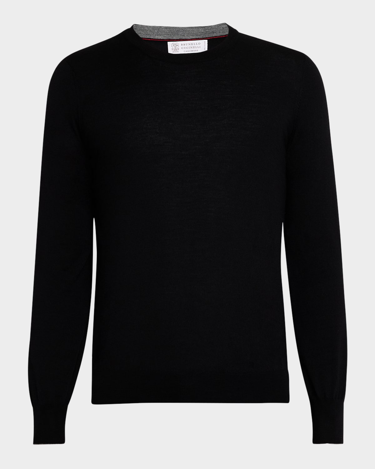 Brunello Cucinelli Virgin Wool Crewneck Sweater With Long Sleeves In Black