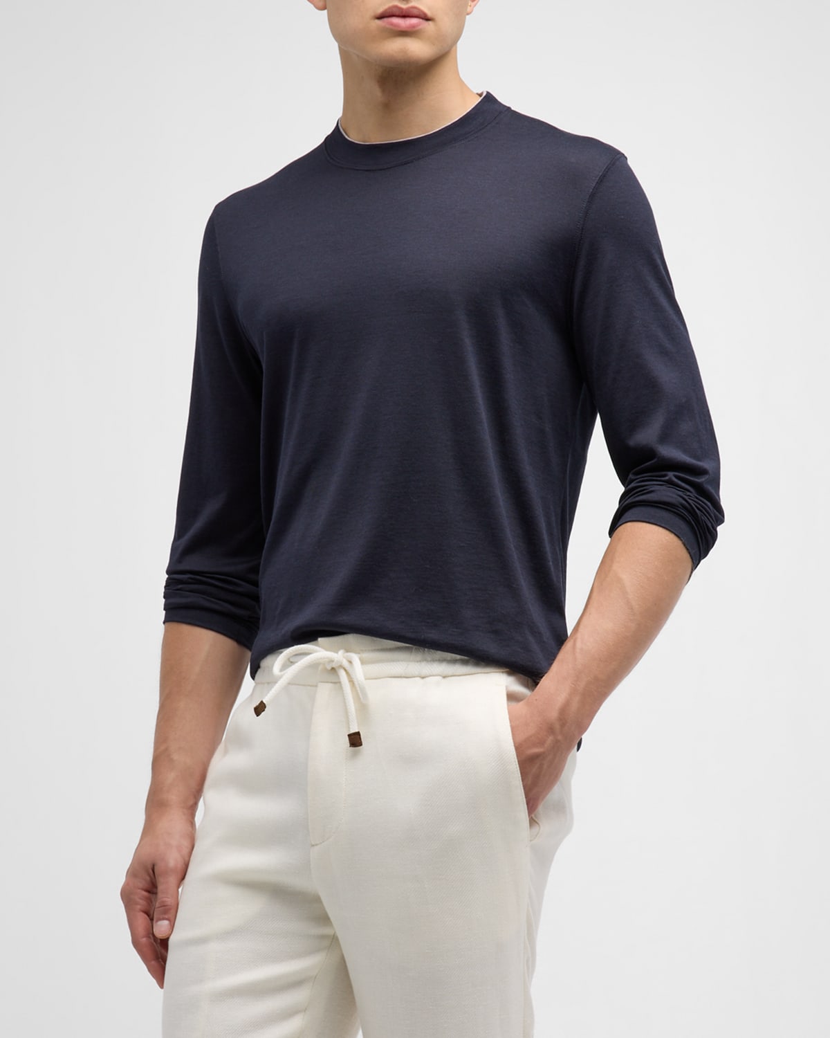 Men's Silk-Cotton Long Sleeve T-Shirt