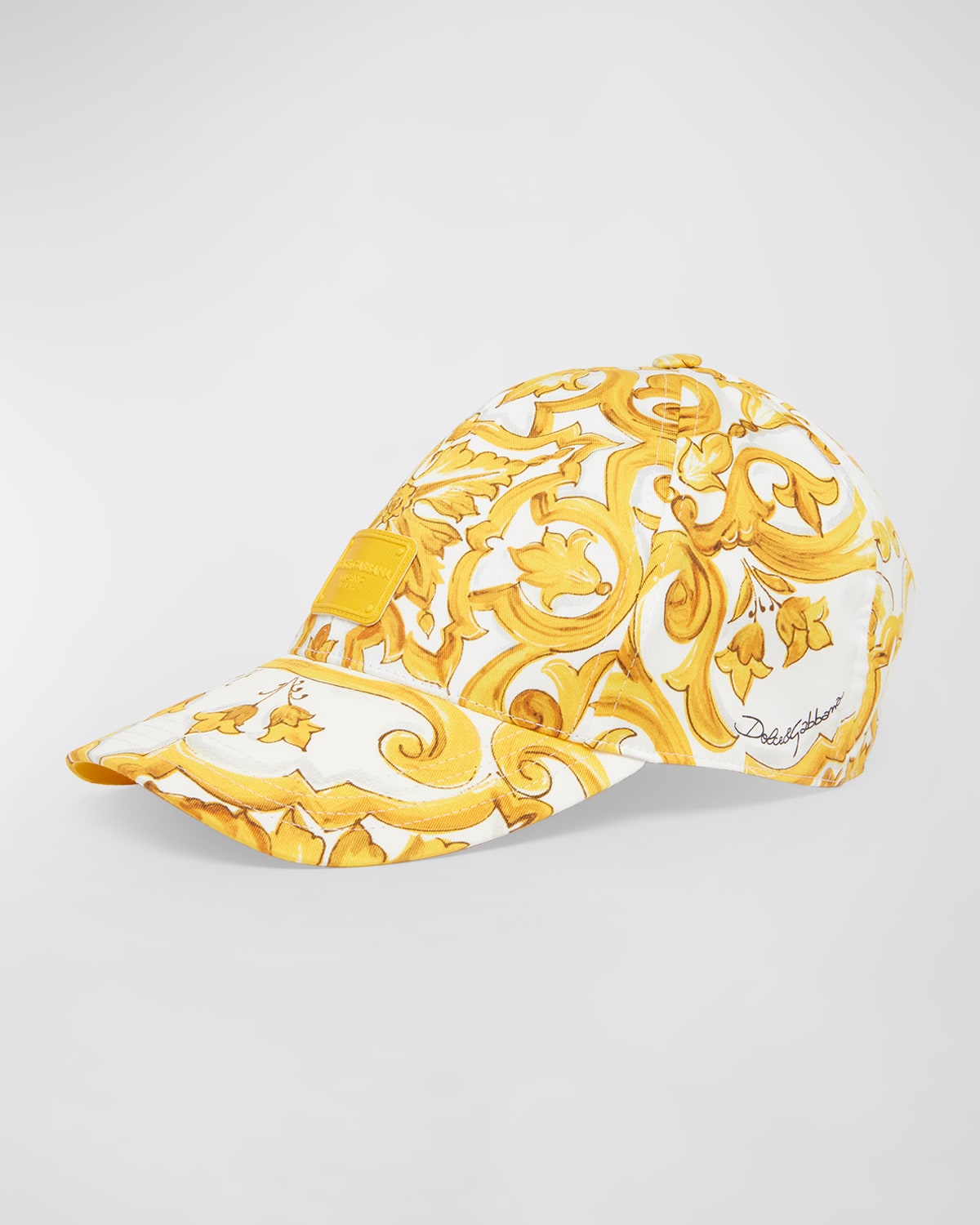 Dolce & Gabbana Maiolica Printed Baseball Hat In Yellow