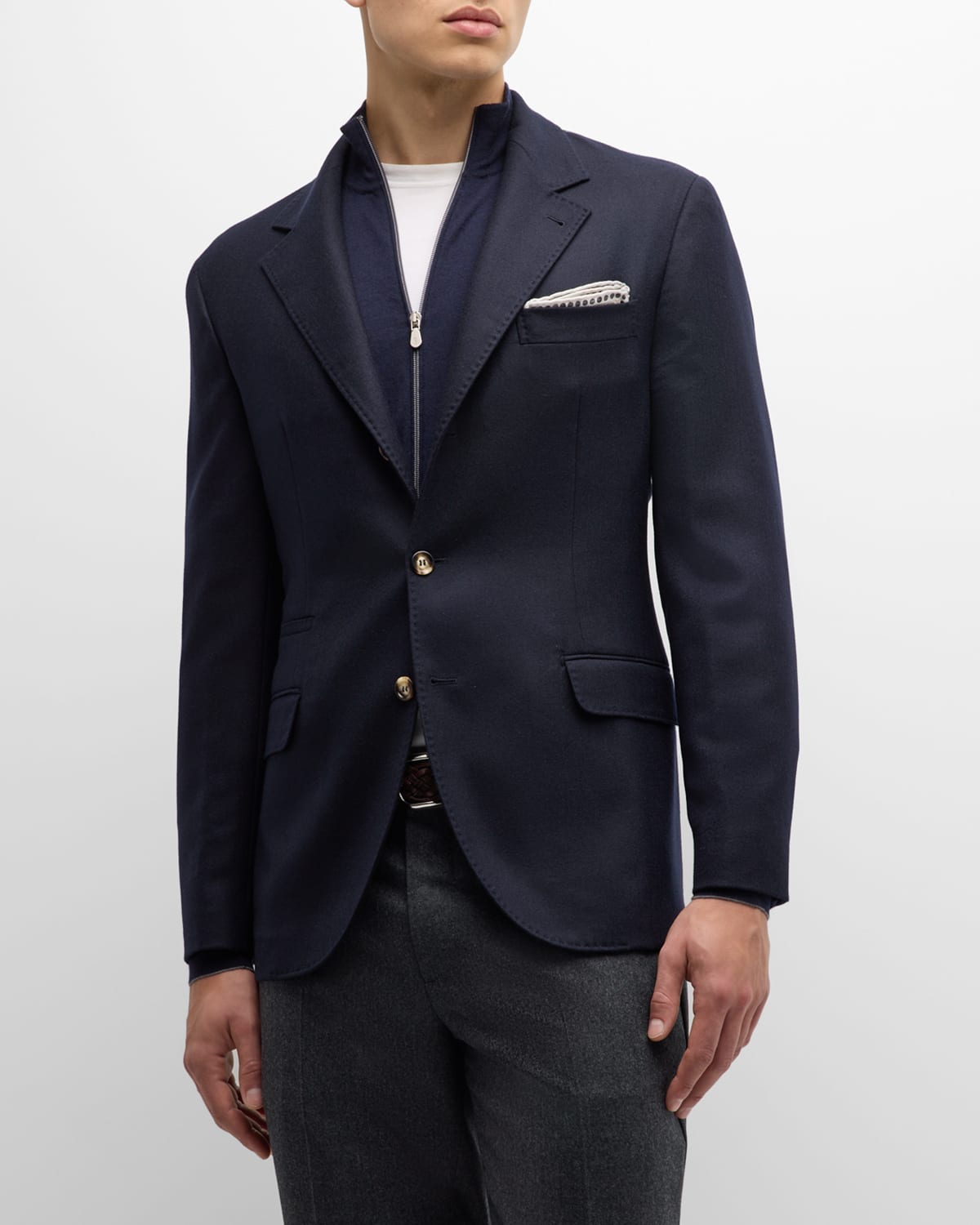 Brunello Cucinelli Men's Cashmere Three-button Sport Coat In Blue