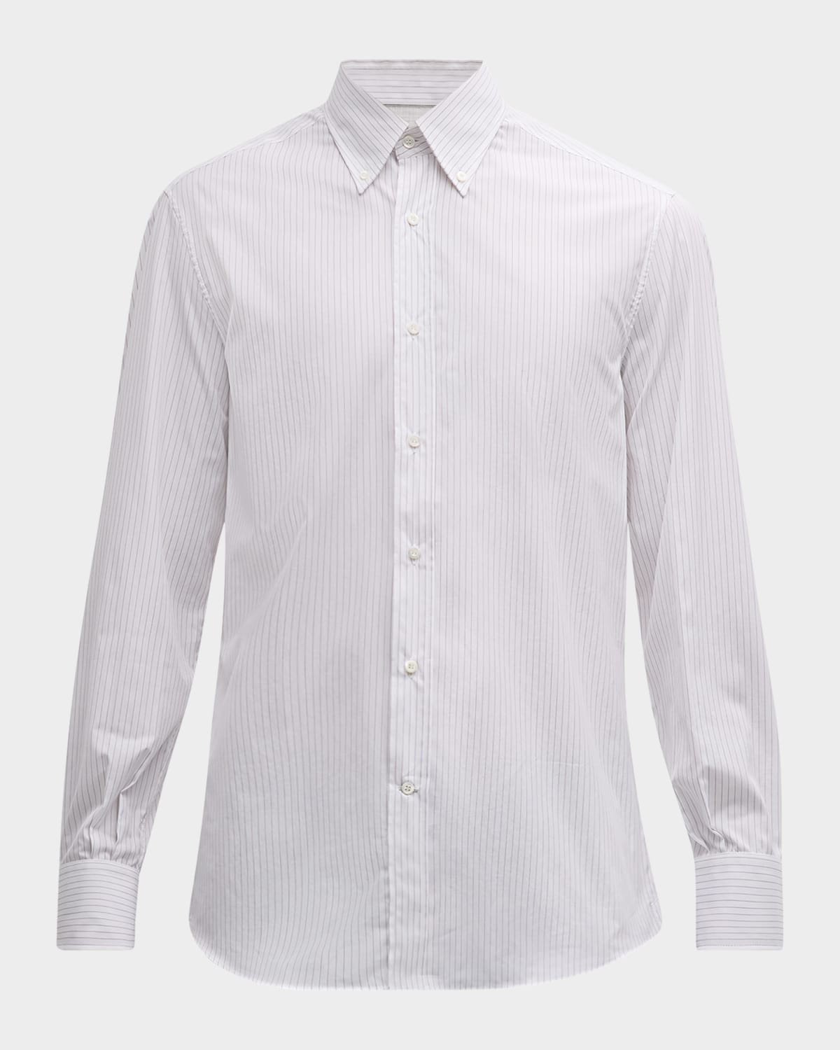 Brunello Cucinelli Men's Micro-bacchetta Stripe Cotton Sport Shirt In Purple