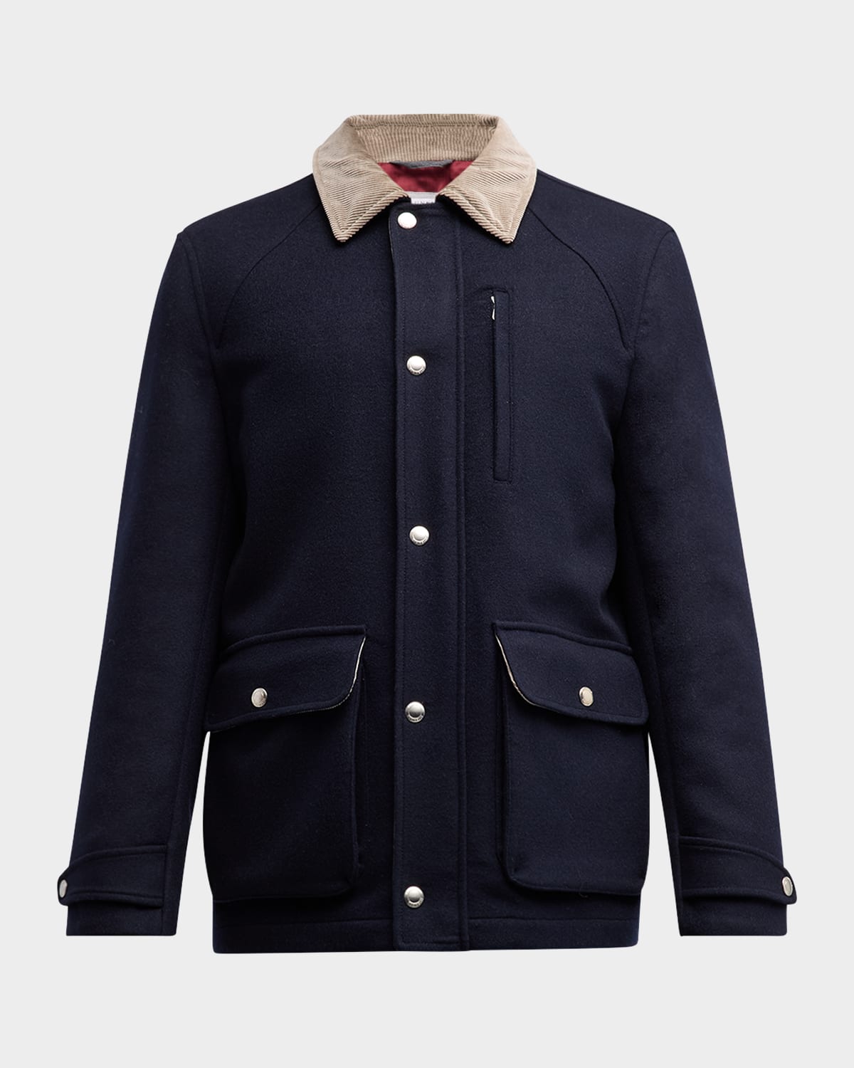 Brunello Cucinelli Men's Wool Blend Car Coat In Navy