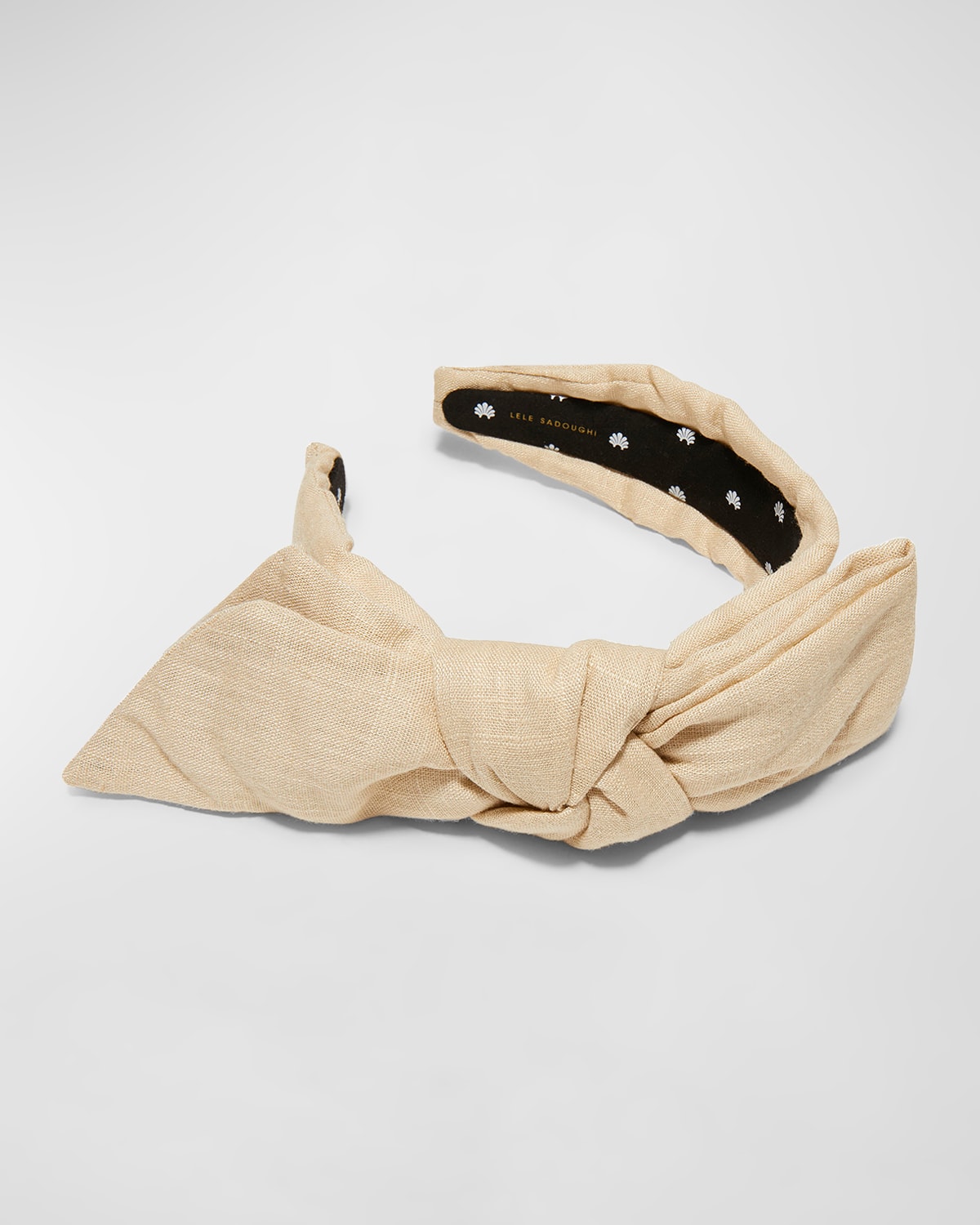 Lele Sadoughi Holly Linen Bow Headband In Tan