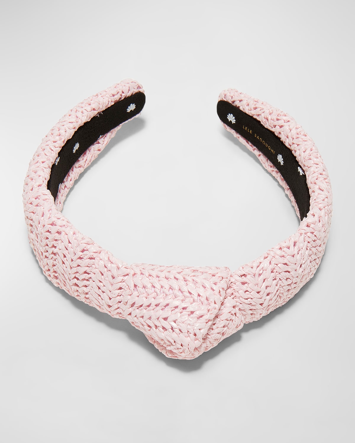 Shop Lele Sadoughi Slim Knotted Pink Raffia Headband In Blush 650