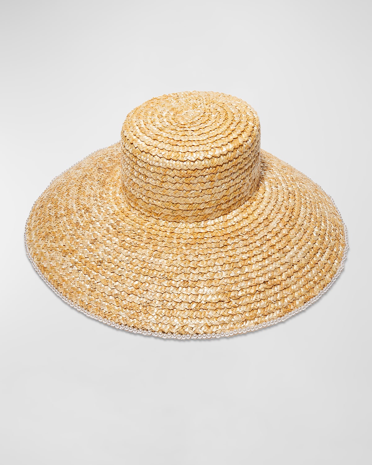 Shop Lele Sadoughi Pearly Edge Straw Sun Hat In Natural 250
