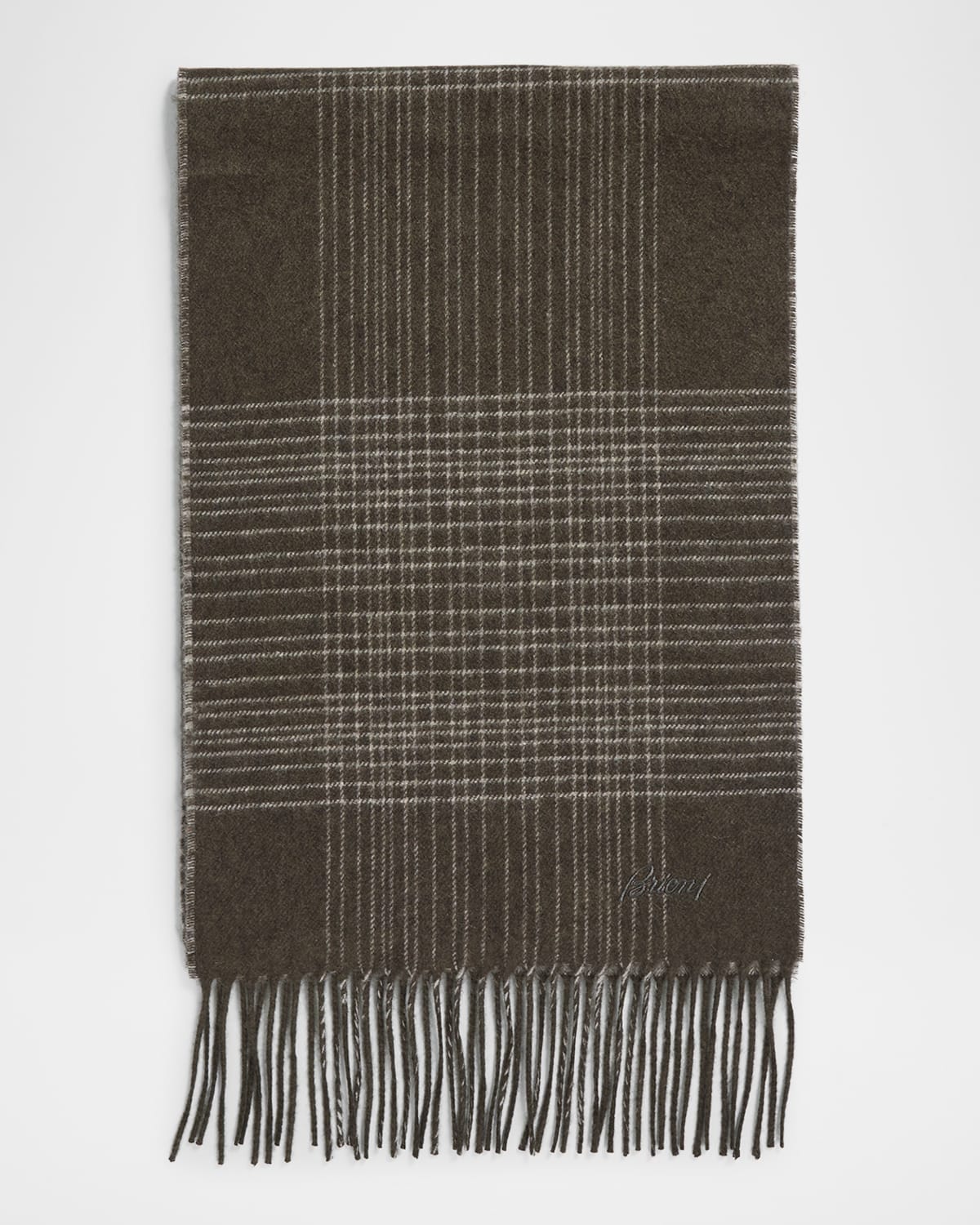 Men's Plaid Fringe Silk Cashmere Scarf