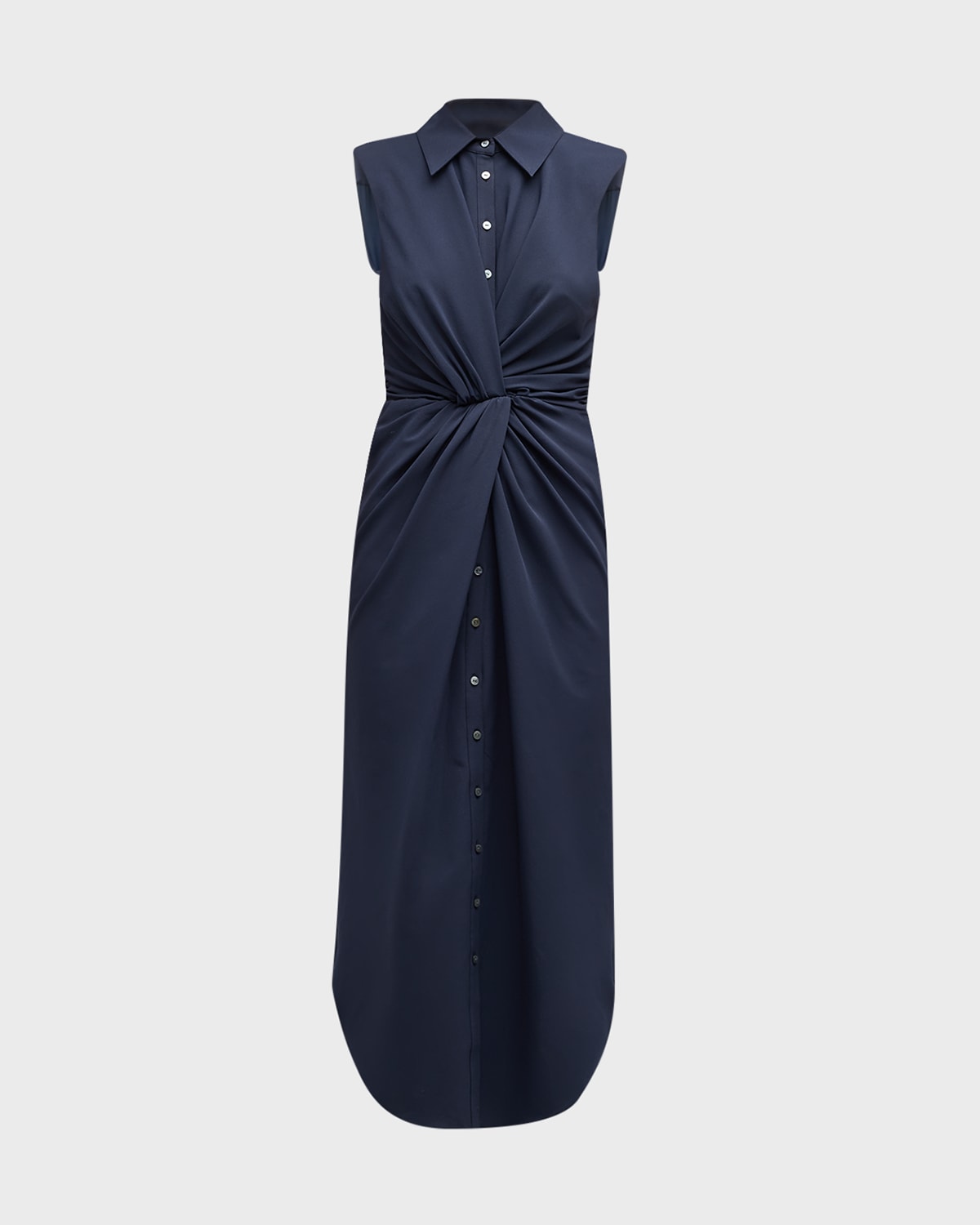 Cinq À Sept Catalina Sleeveless Twisted Midi Shirtdress In Navy