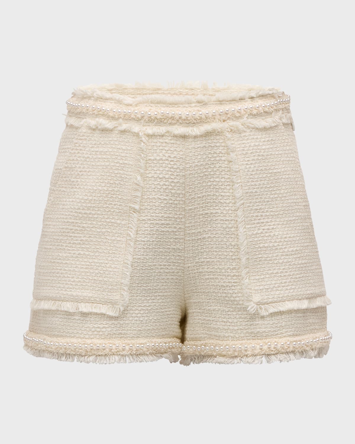 Shop Cinq À Sept Allen Faux Pearl Boucle Shorts In Ivory