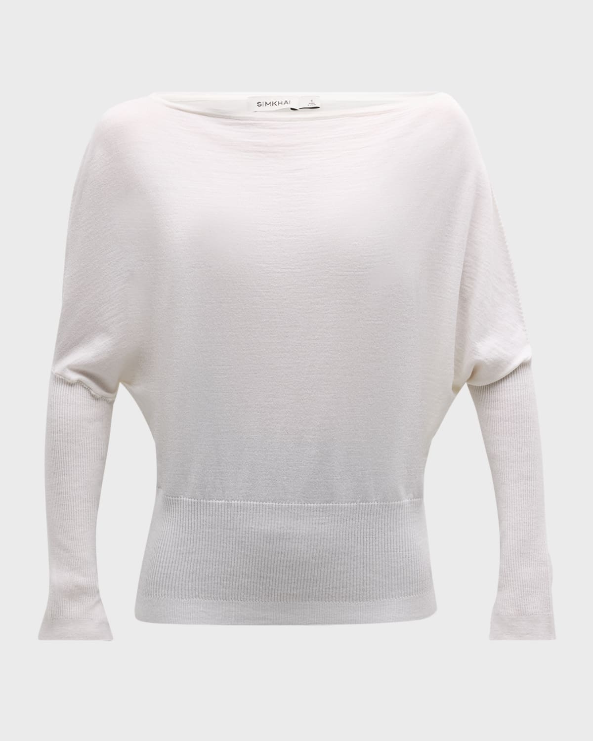 Shop Simkhai Lavina Draped Off-shoulder Sweater In Ivory