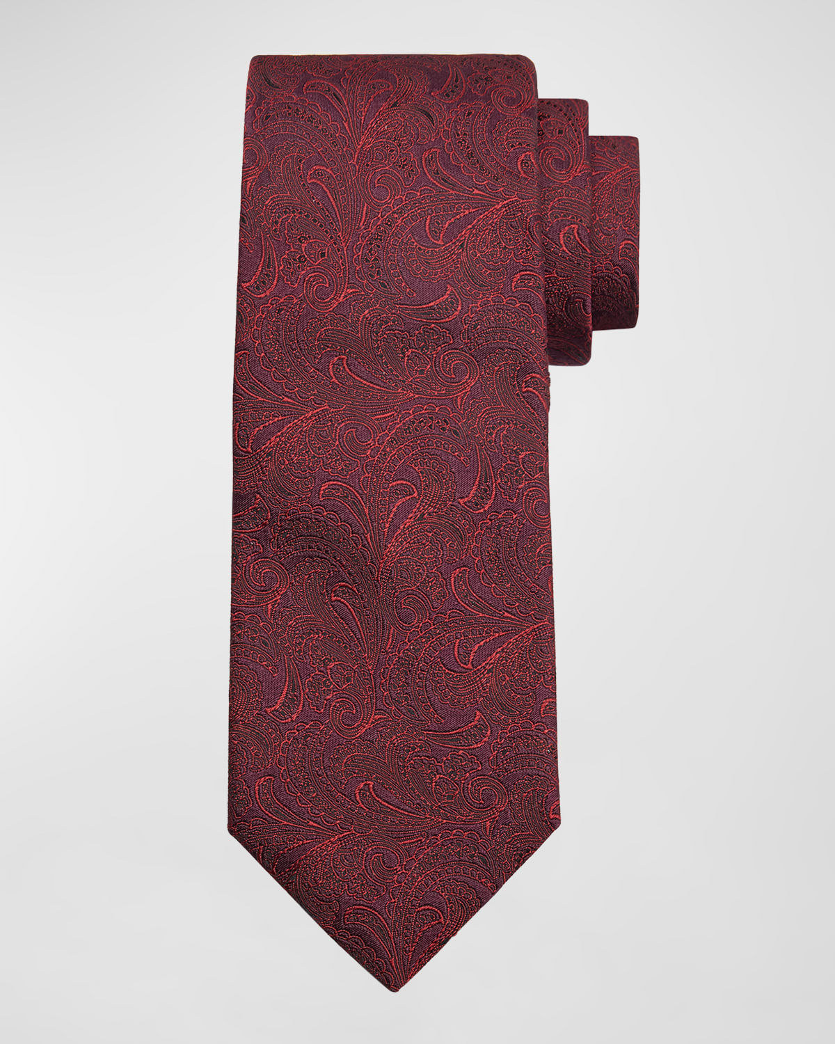Brunello Cucinelli Men's Silk-cotton Tonal Paisley Tie In Red