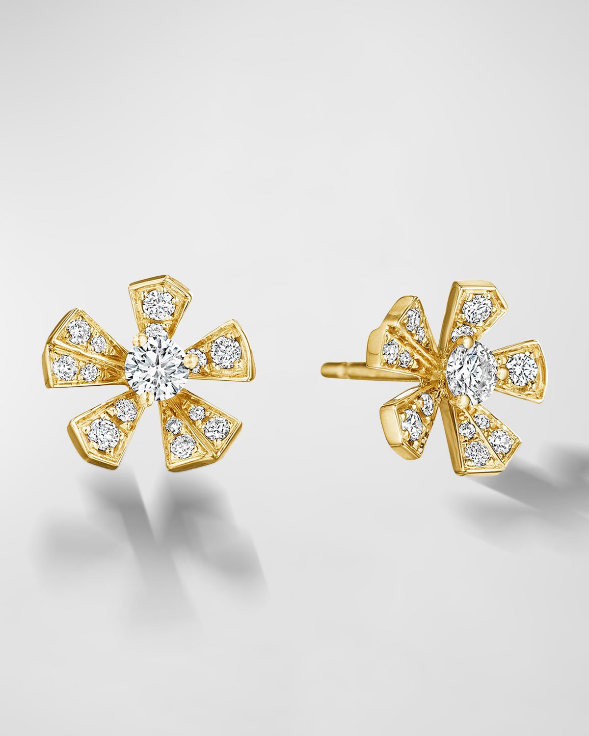 18K Yellow Gold Wonderland Orchid Earrings with Diamonds