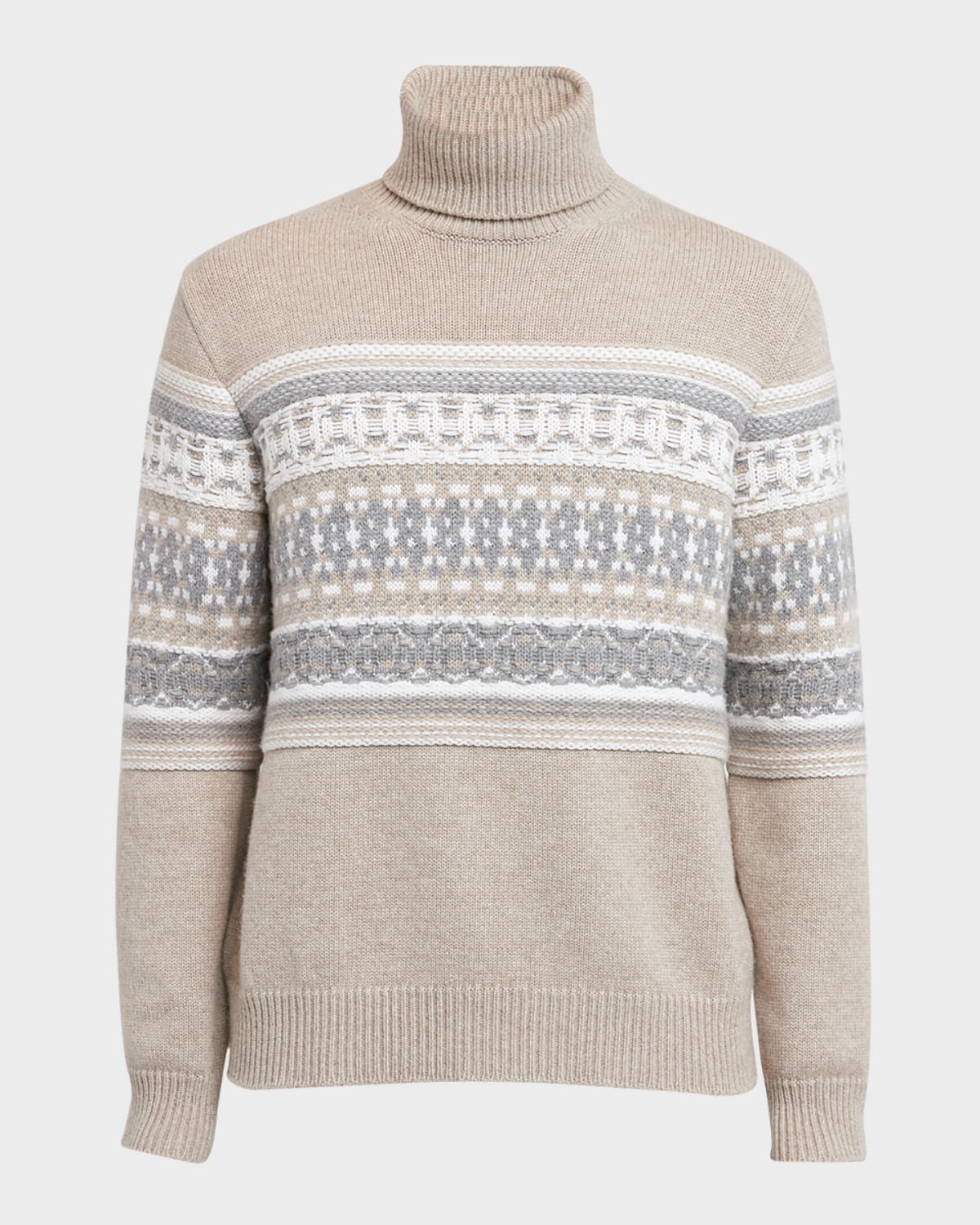 Men's Cashmere Jacquard Fair Isle Turtleneck Sweater