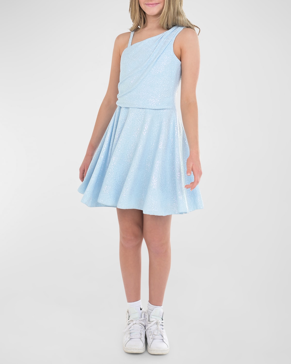 Shop Zoe Girl's Aneesa Iridescent Dress In Blue