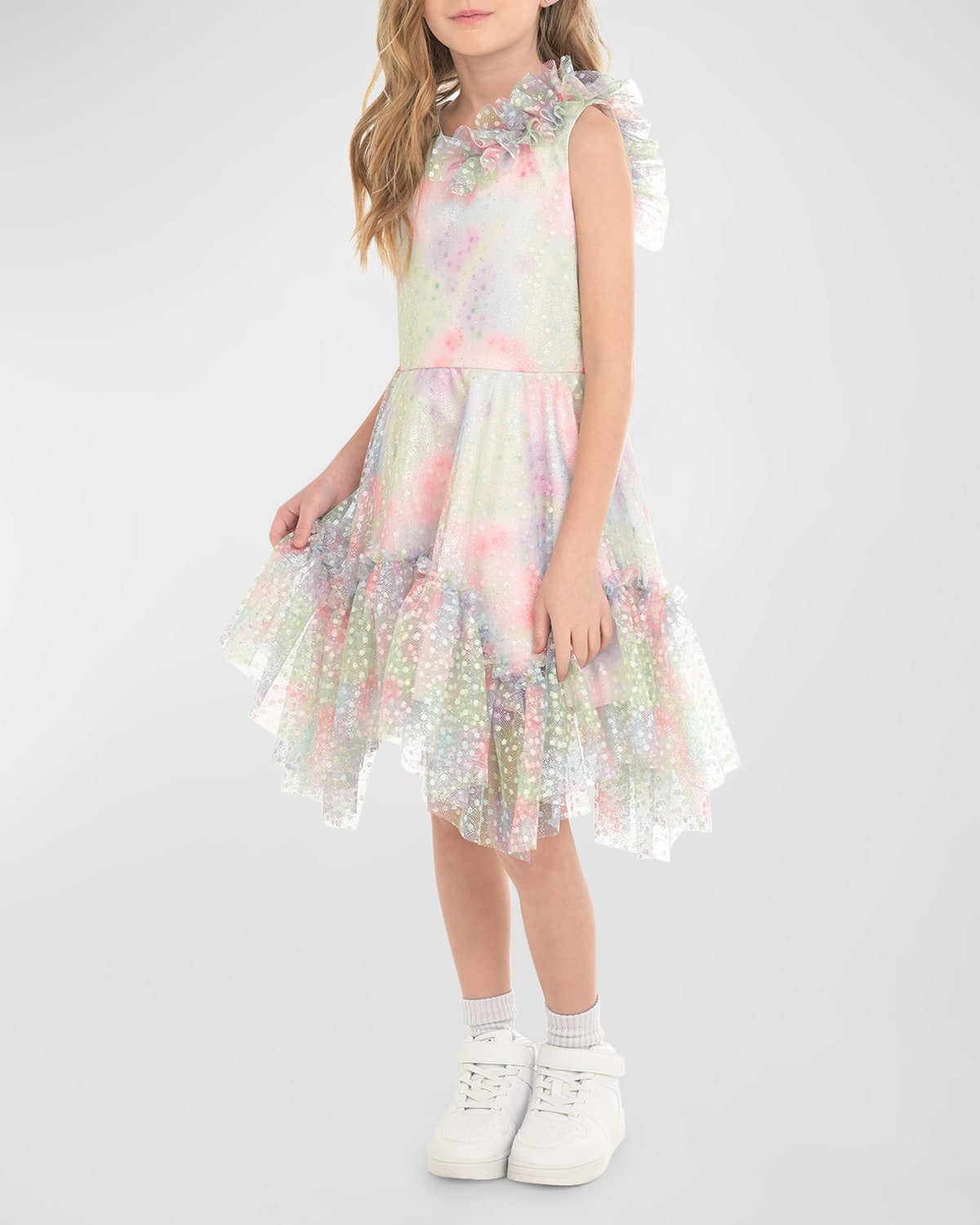 Shop Zoe Girl's Sadie Tie Dye Asymmetrical Dress In Multi