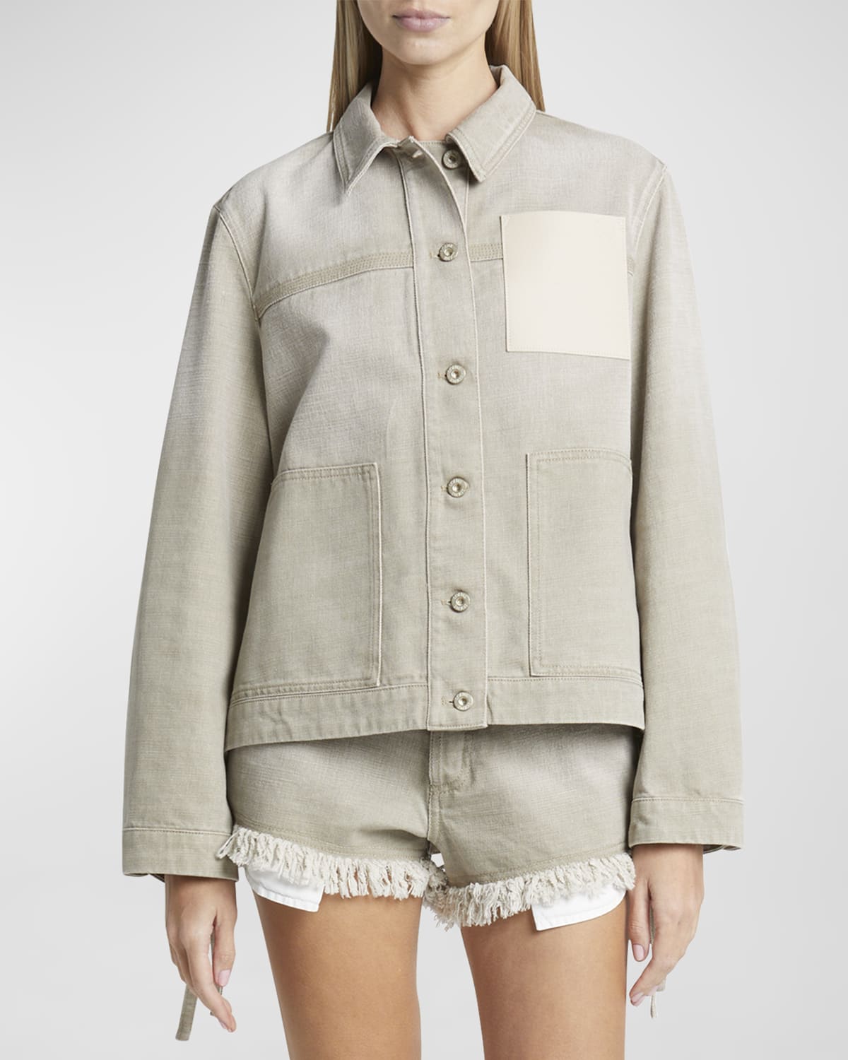 x Paula Ibiza Anagram Leather Patch Self-Tie Workwear Jacket