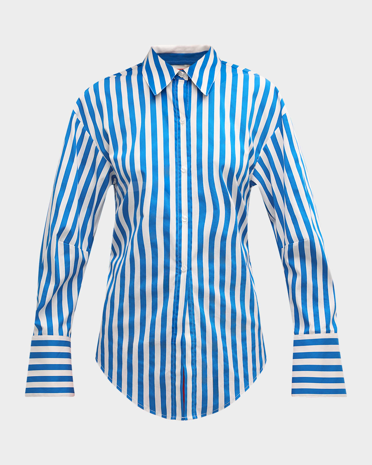 Simonmiller Loch Cutout Tie-back Striped Poplin Shirt In Blue Stripe