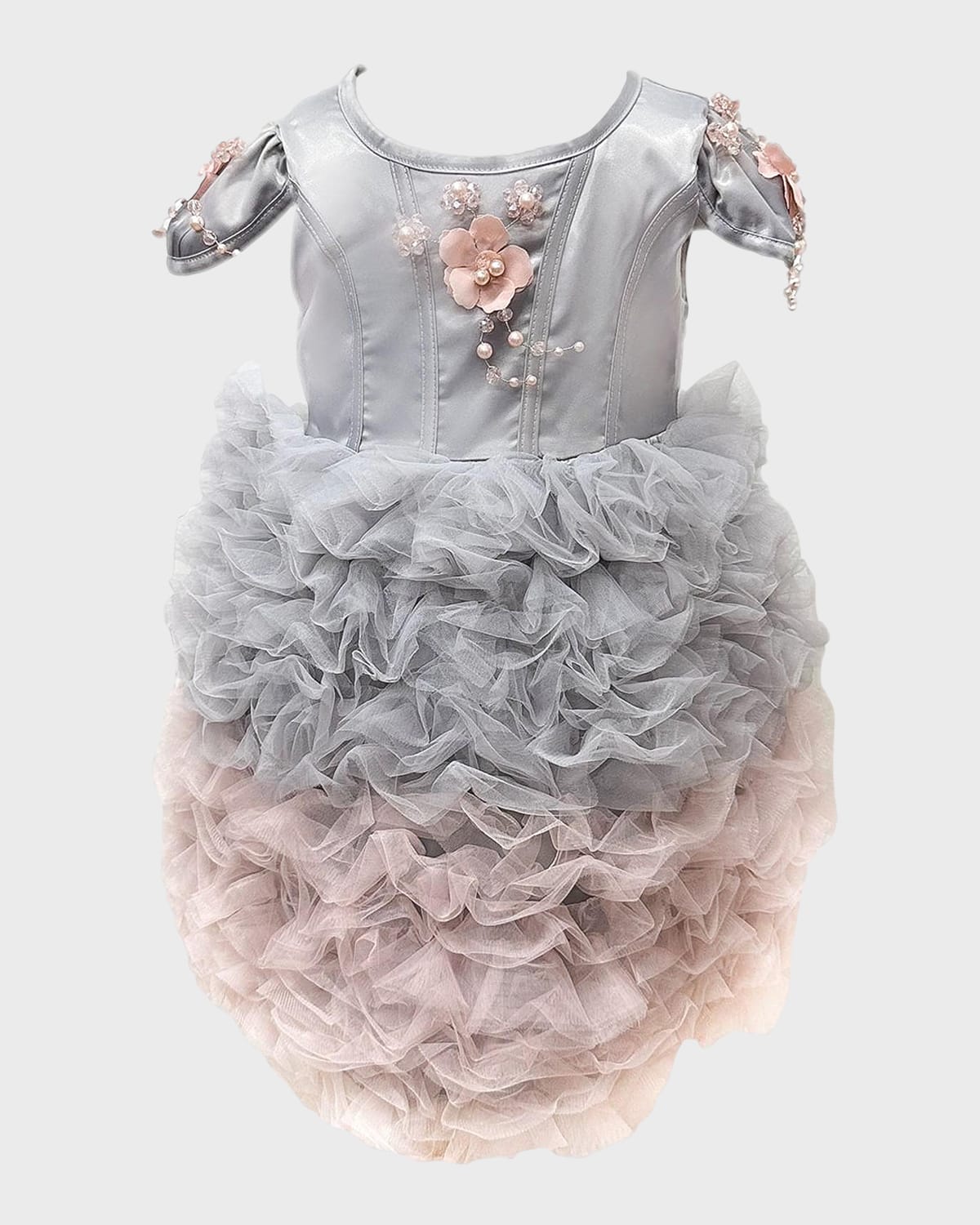 Shop Petite Maison Girl's Mia Ombre Tulle Dress In Grey/pink