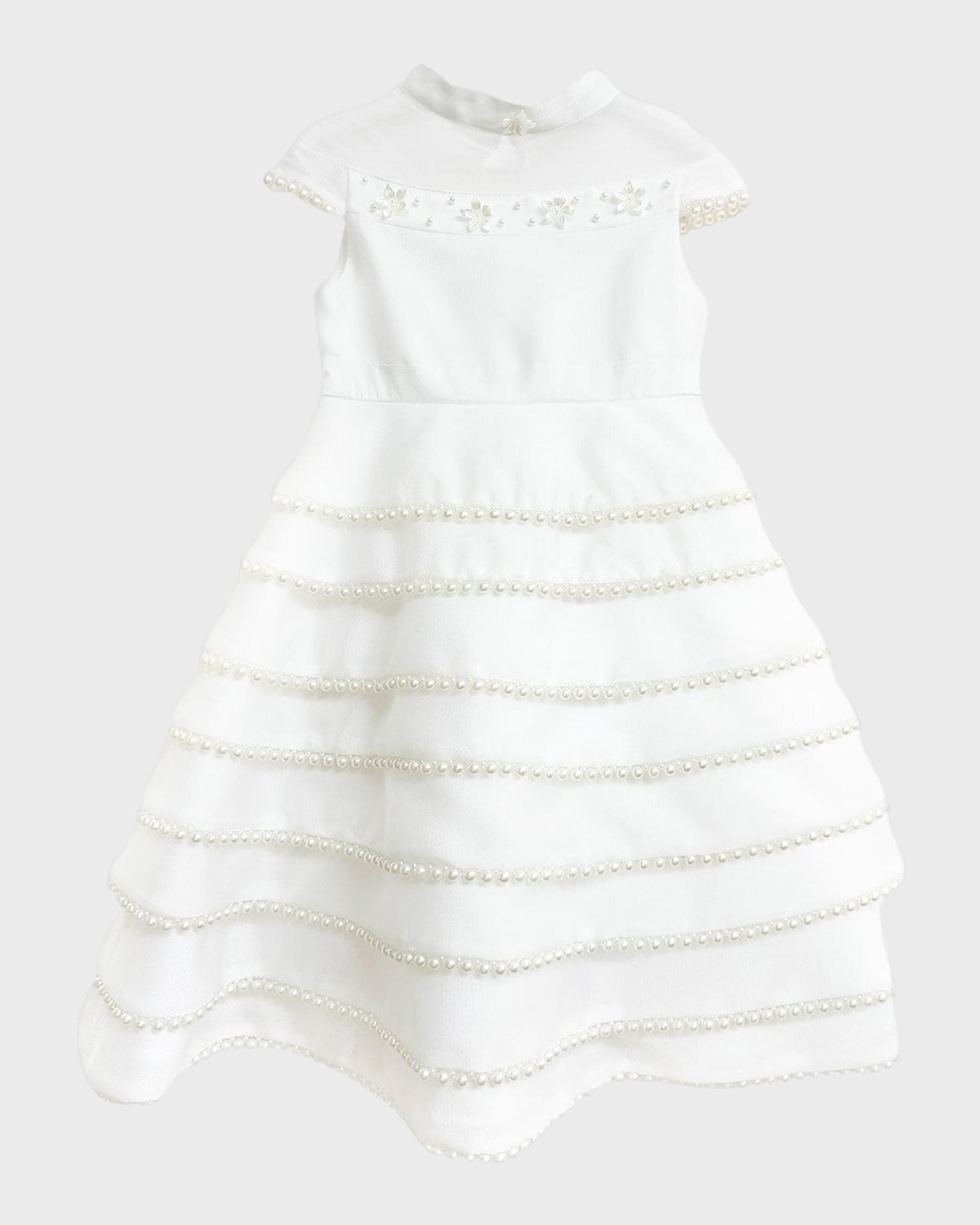 Girl's Faux Pearl Ceremony Dress, Size 12M-10