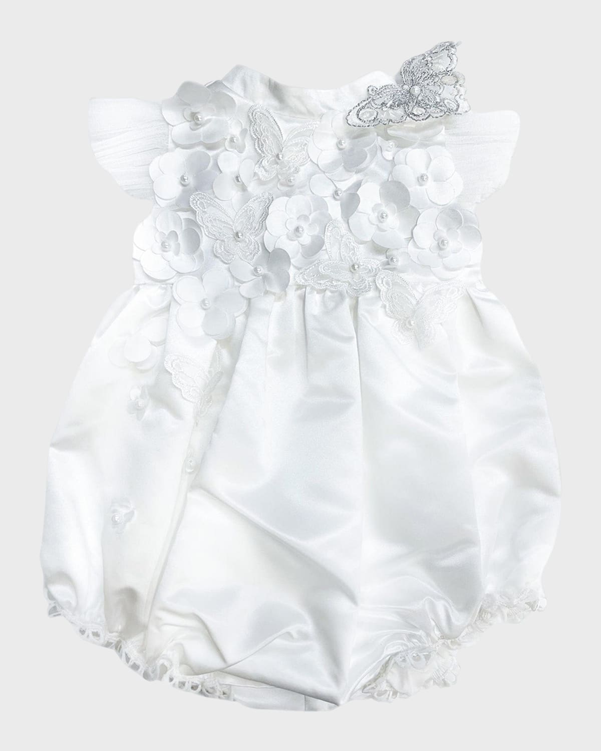 Petite Maison Girl's Butterfly Ceremony Romper In White