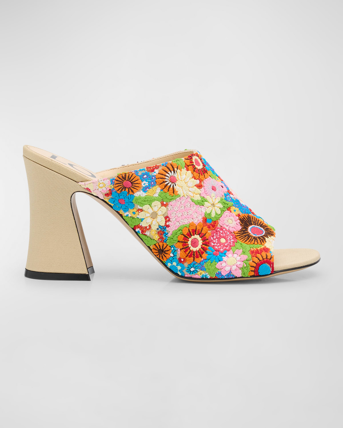 Shop Loewe Calle Floral Embroidered Mule Sandals In 9990 Multicolor