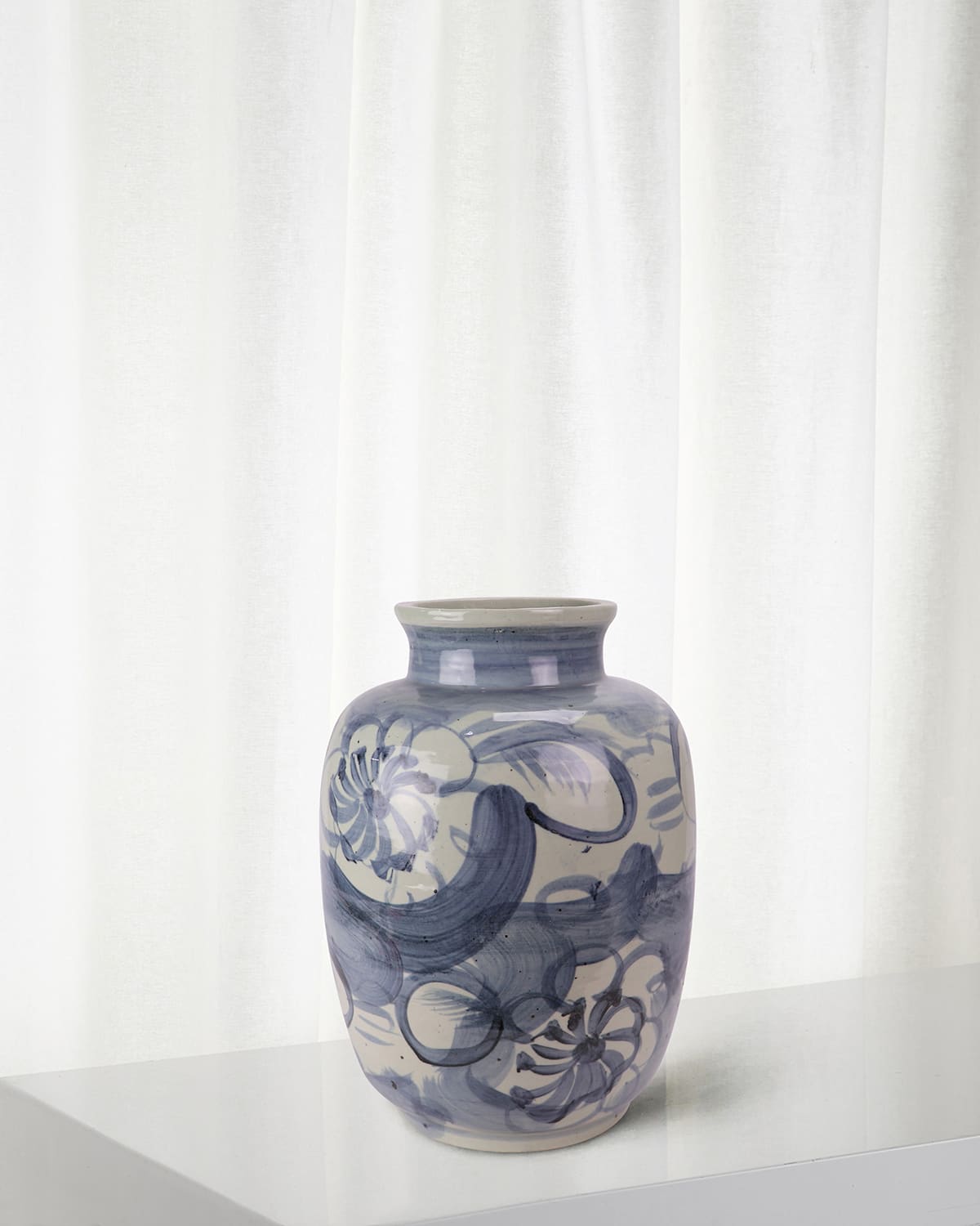 Winward Home Floral Porcelain Vase In Blue/white