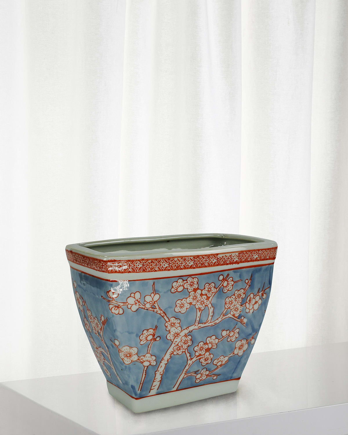 Shop Winward Home Plum Blossom Cache Pot In Grey/blue