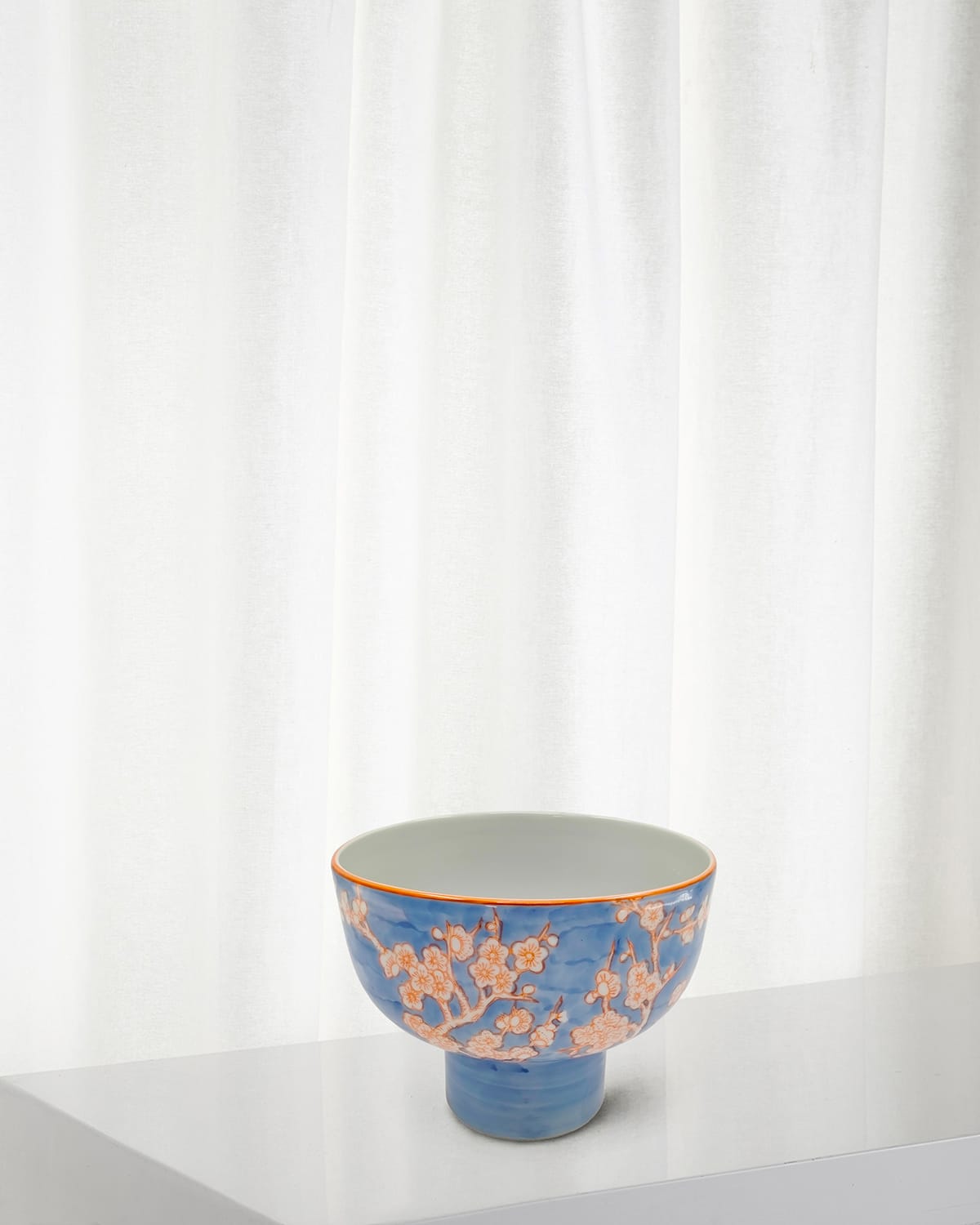 Winward Home Floral Decorative Bowl With A Stand In Grey/blue